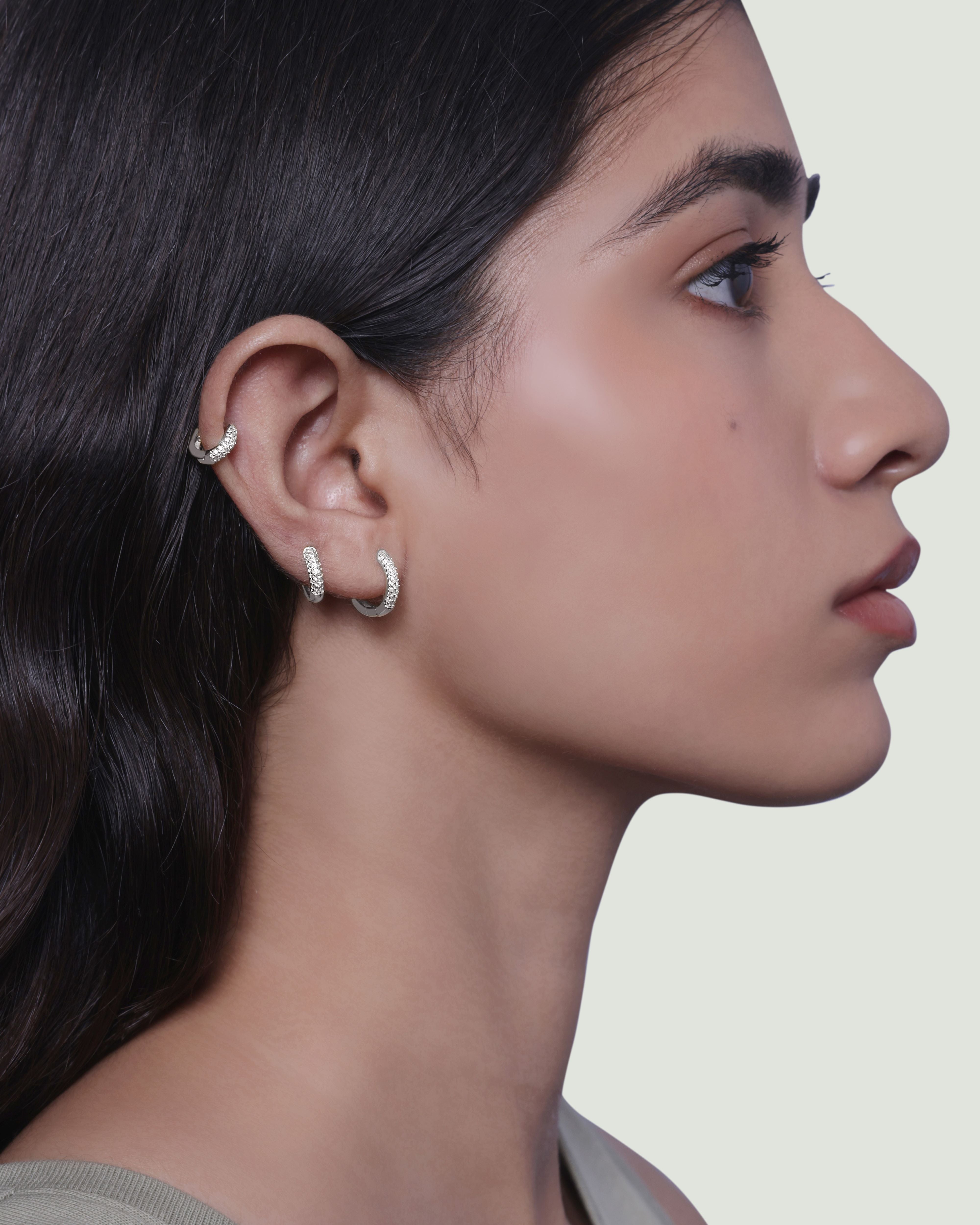 Zirconia Thick Multiple Sizes Hoop Earrings