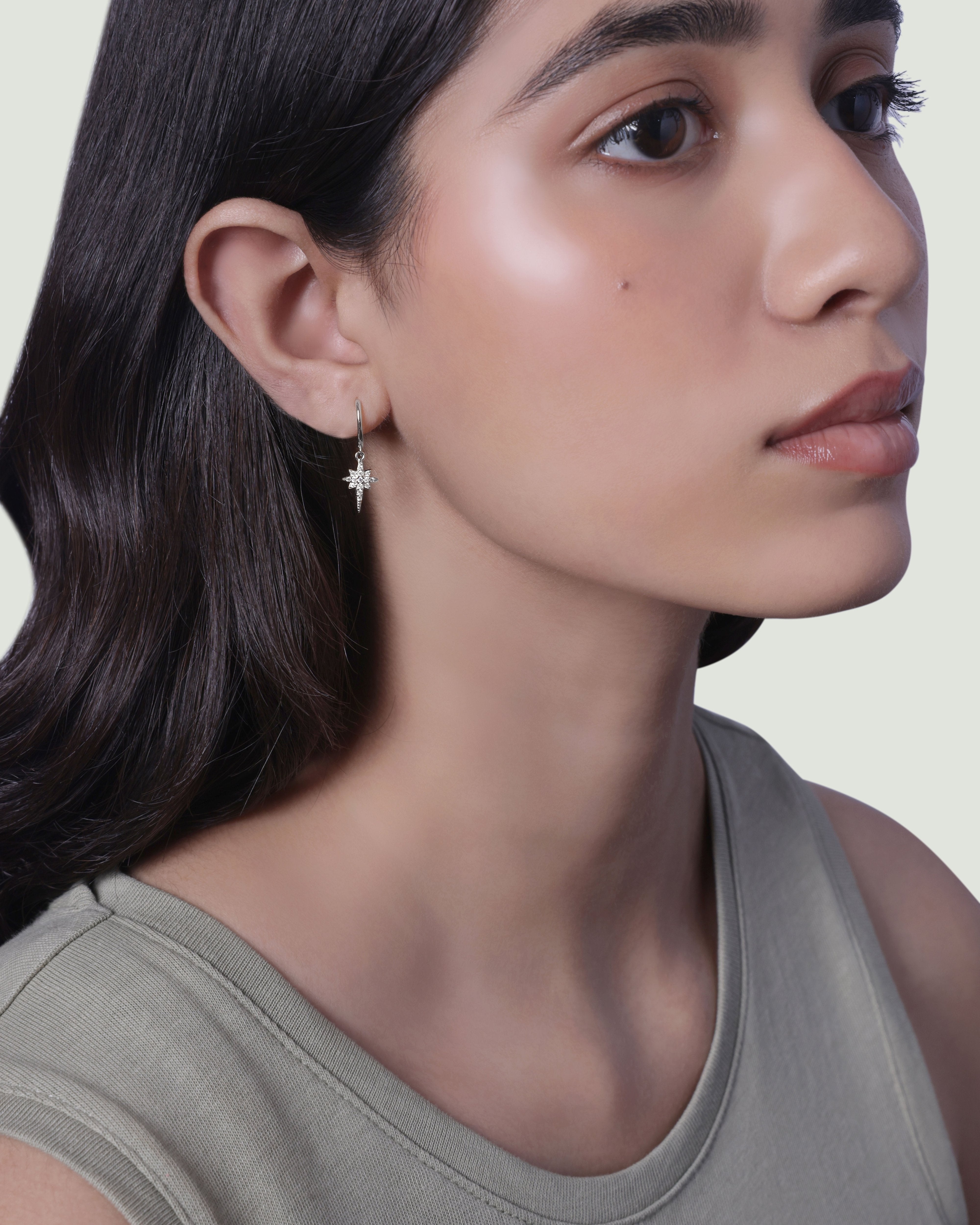 Elongated Star Hoop Earrings
