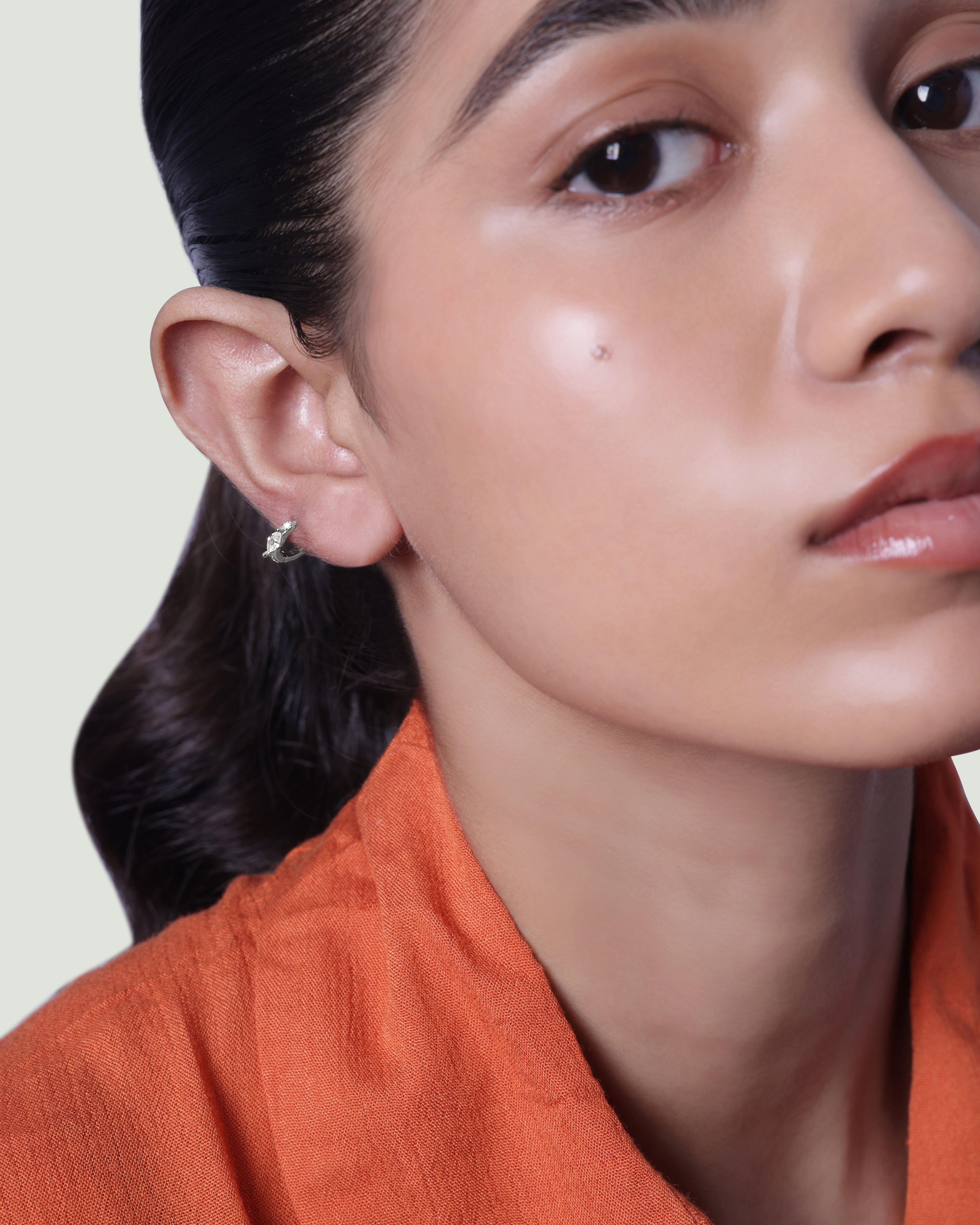 Marquise Pave' Hoop Earring