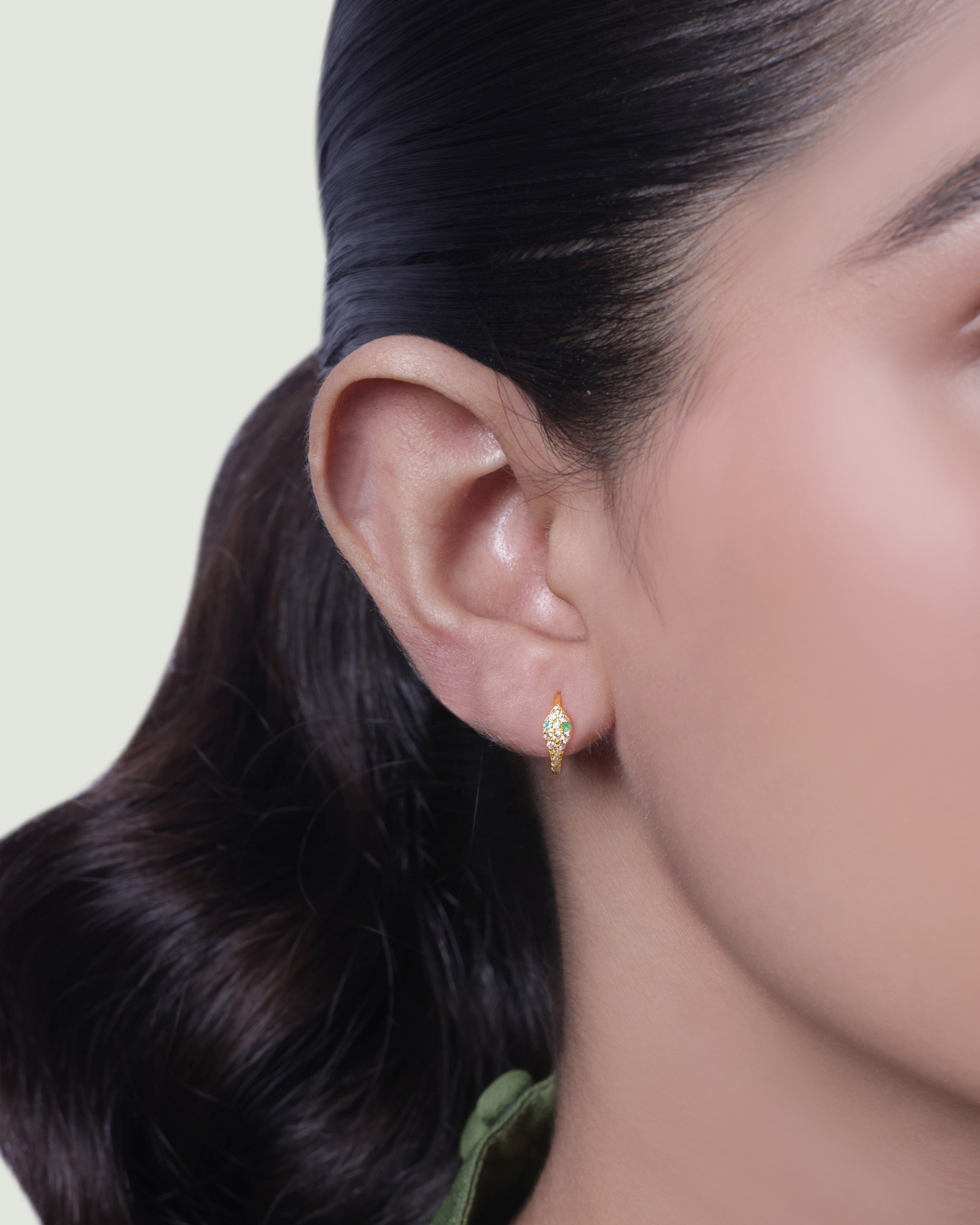 Zirconia Snake Hoop Earring