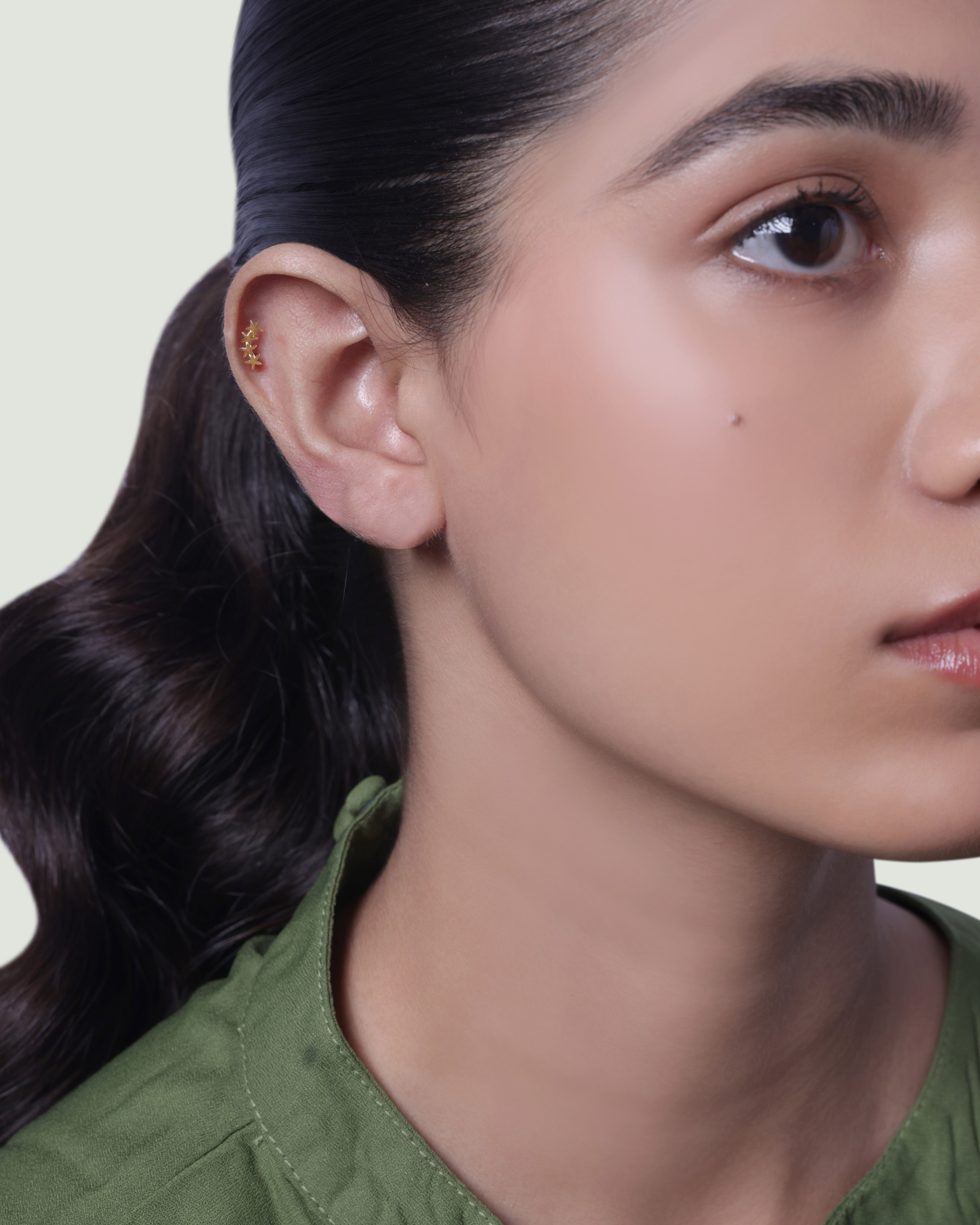 Dainty Four Star Cluster Climber Studs Earring