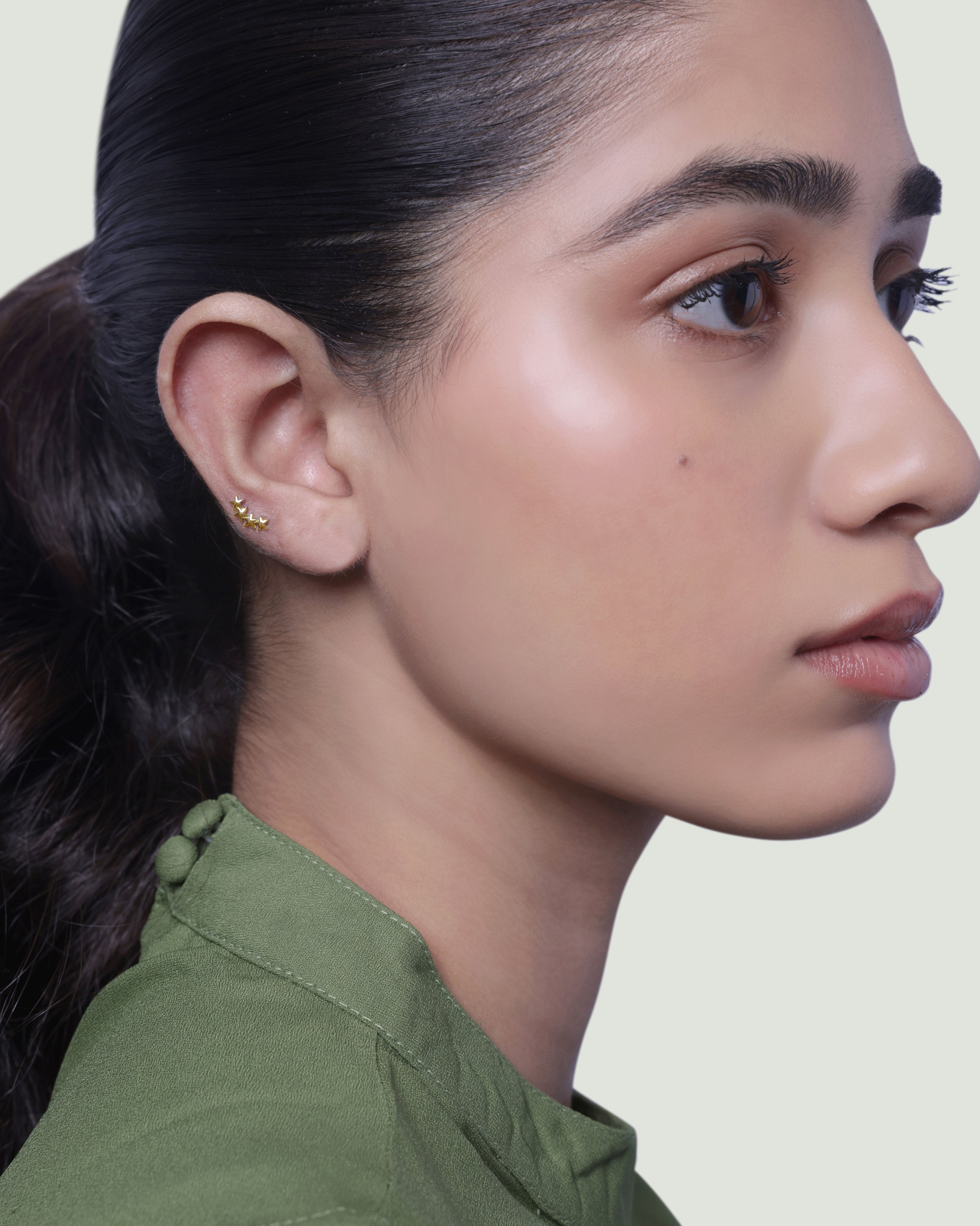 Dainty Four Star Cluster Climber Studs Earring
