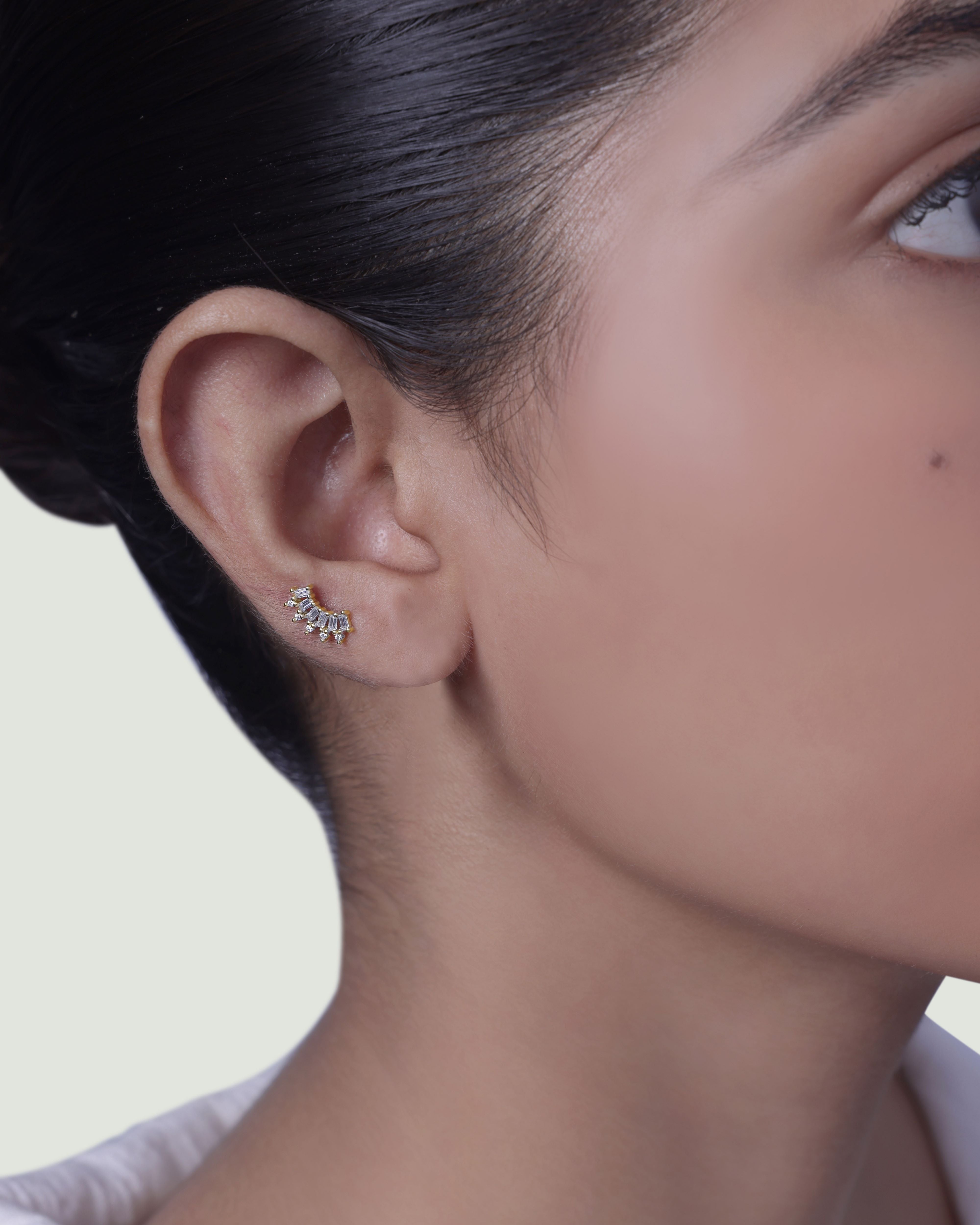 Everyday Baguette Climber Stud Earring