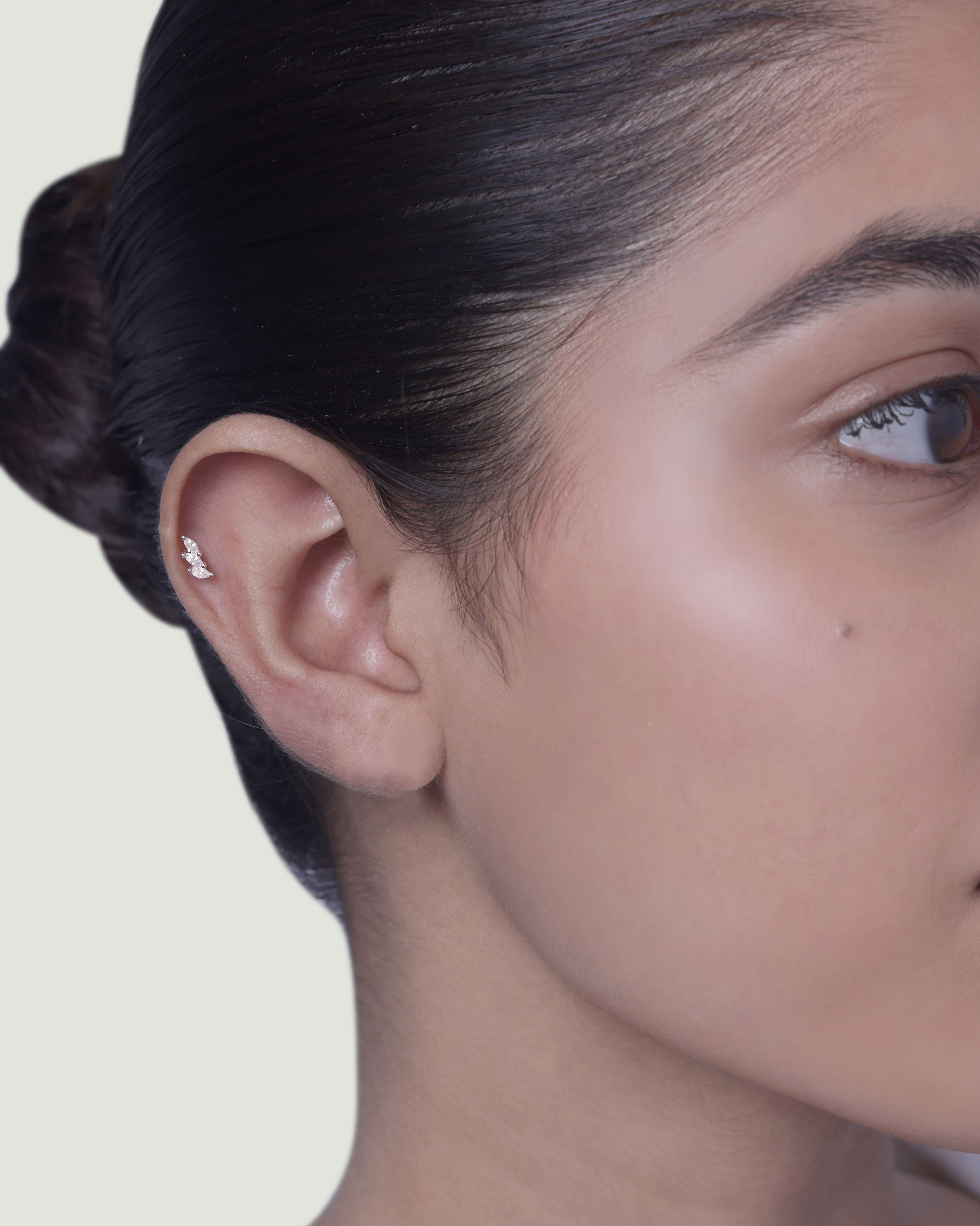 Tri Marquise stone Climber Stud Earring