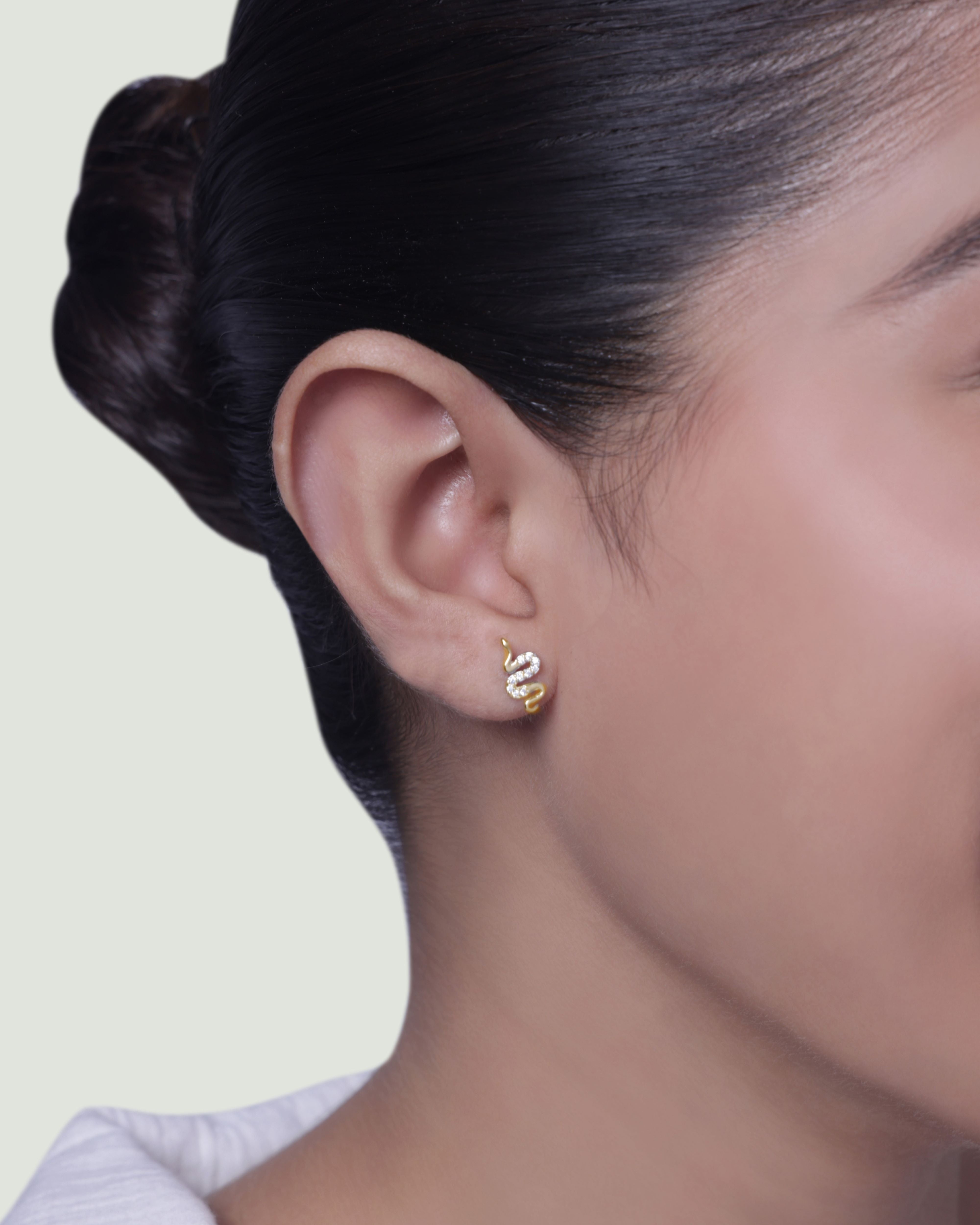 Serpenti CZ Snake Stud Pair