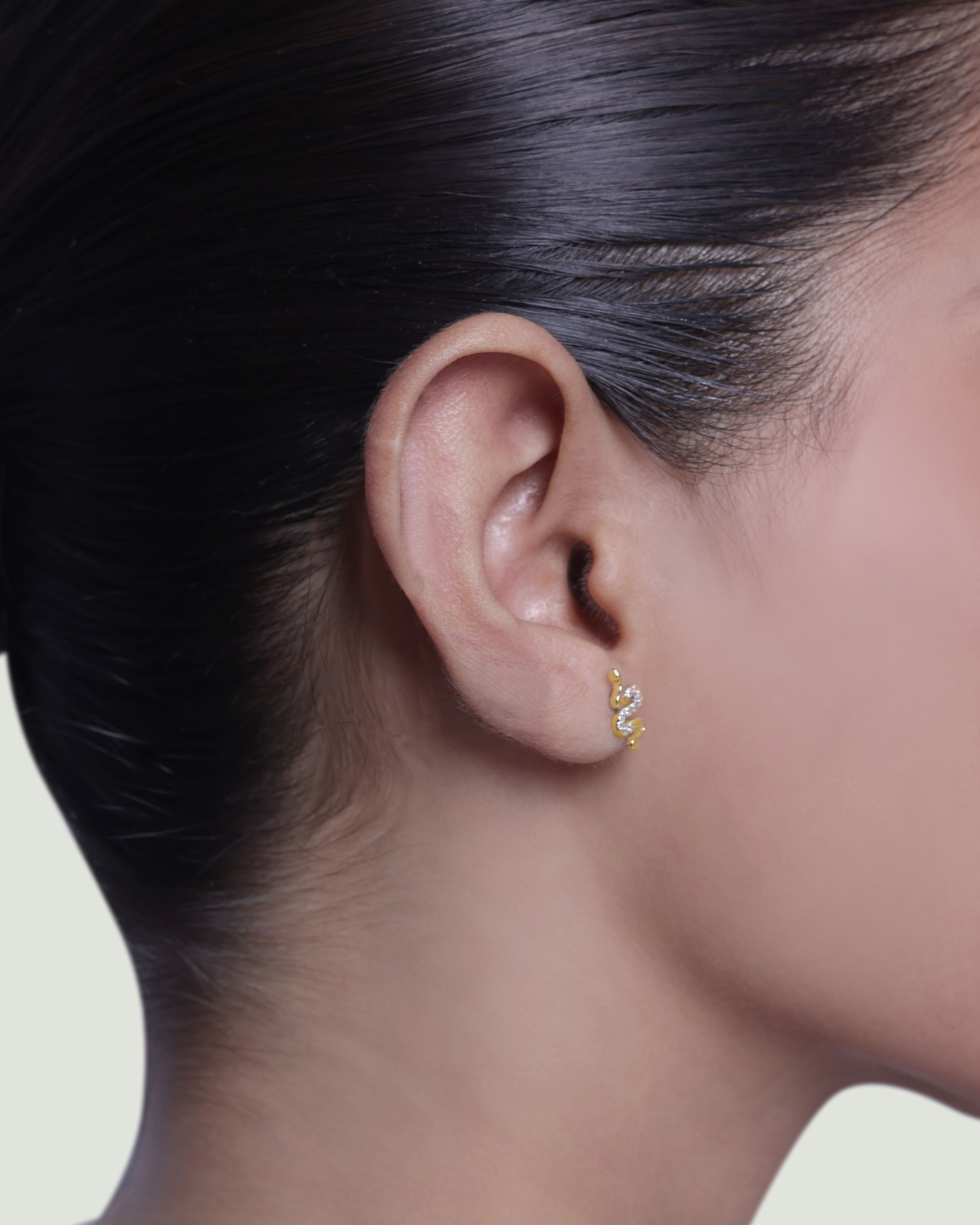 Serpenti CZ Snake Stud Pair