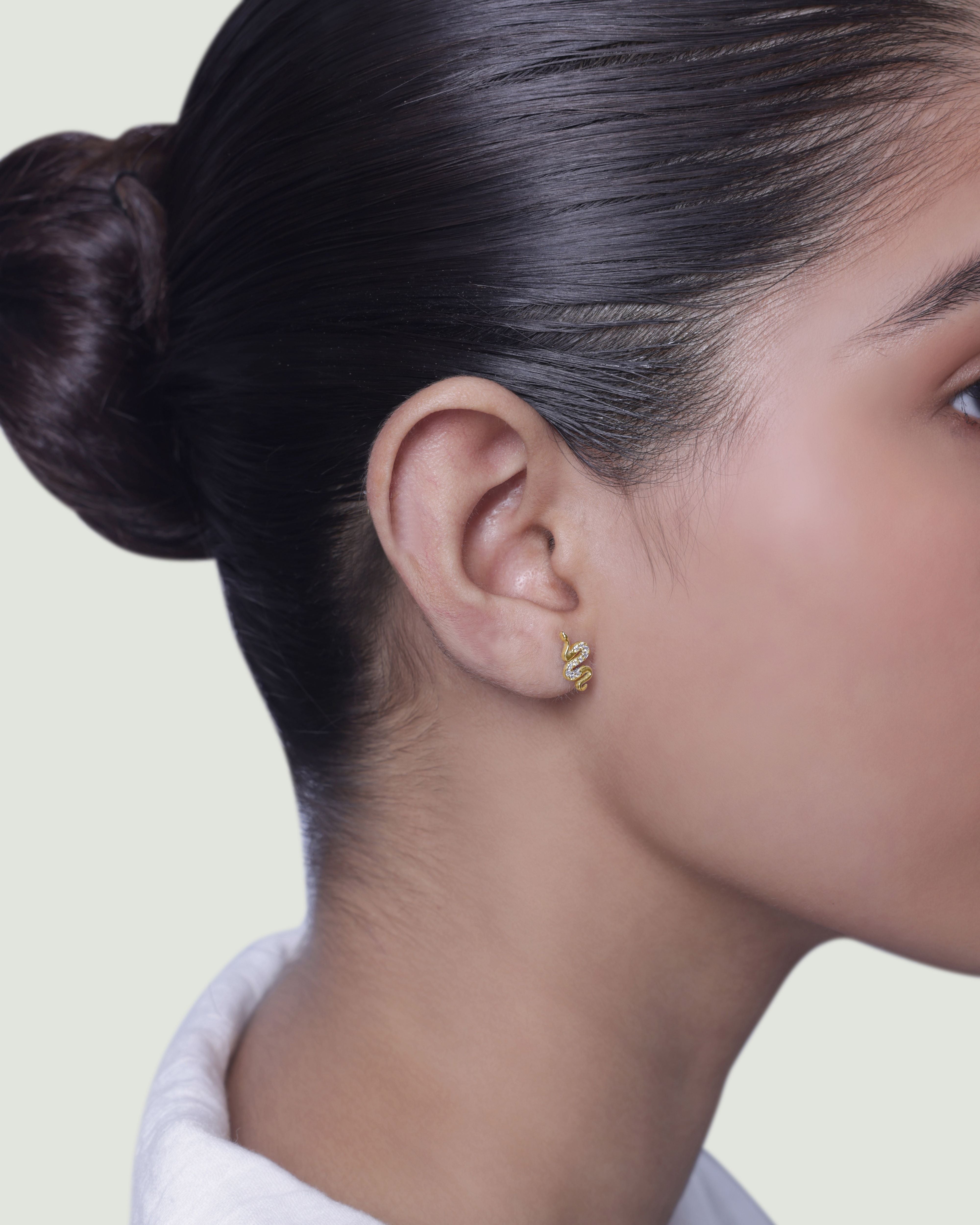 Serpenti CZ Snake Stud Pair