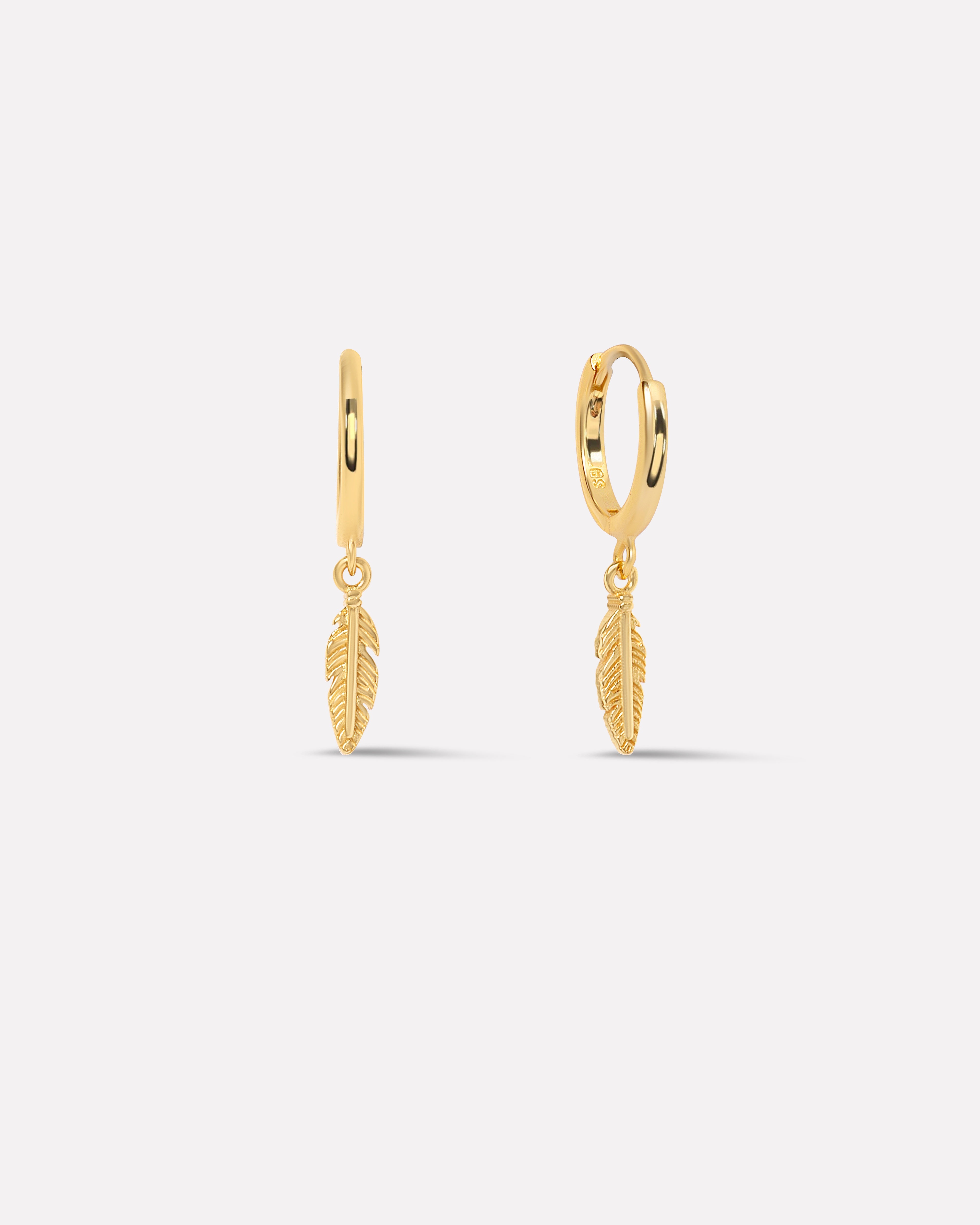 Dainty Leaf Charm Hoop Earrings