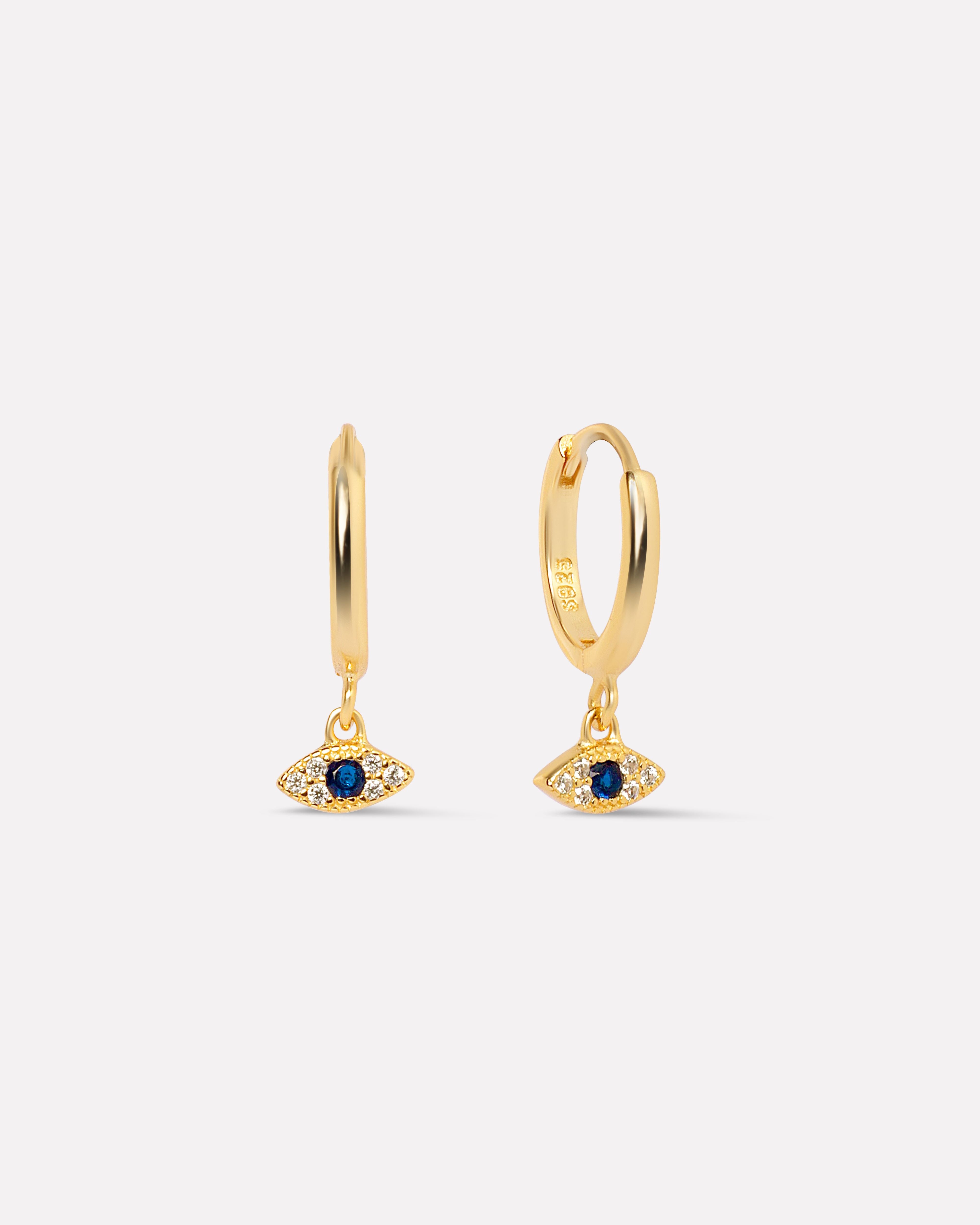 Evil Eye Charm Hoops Earrings