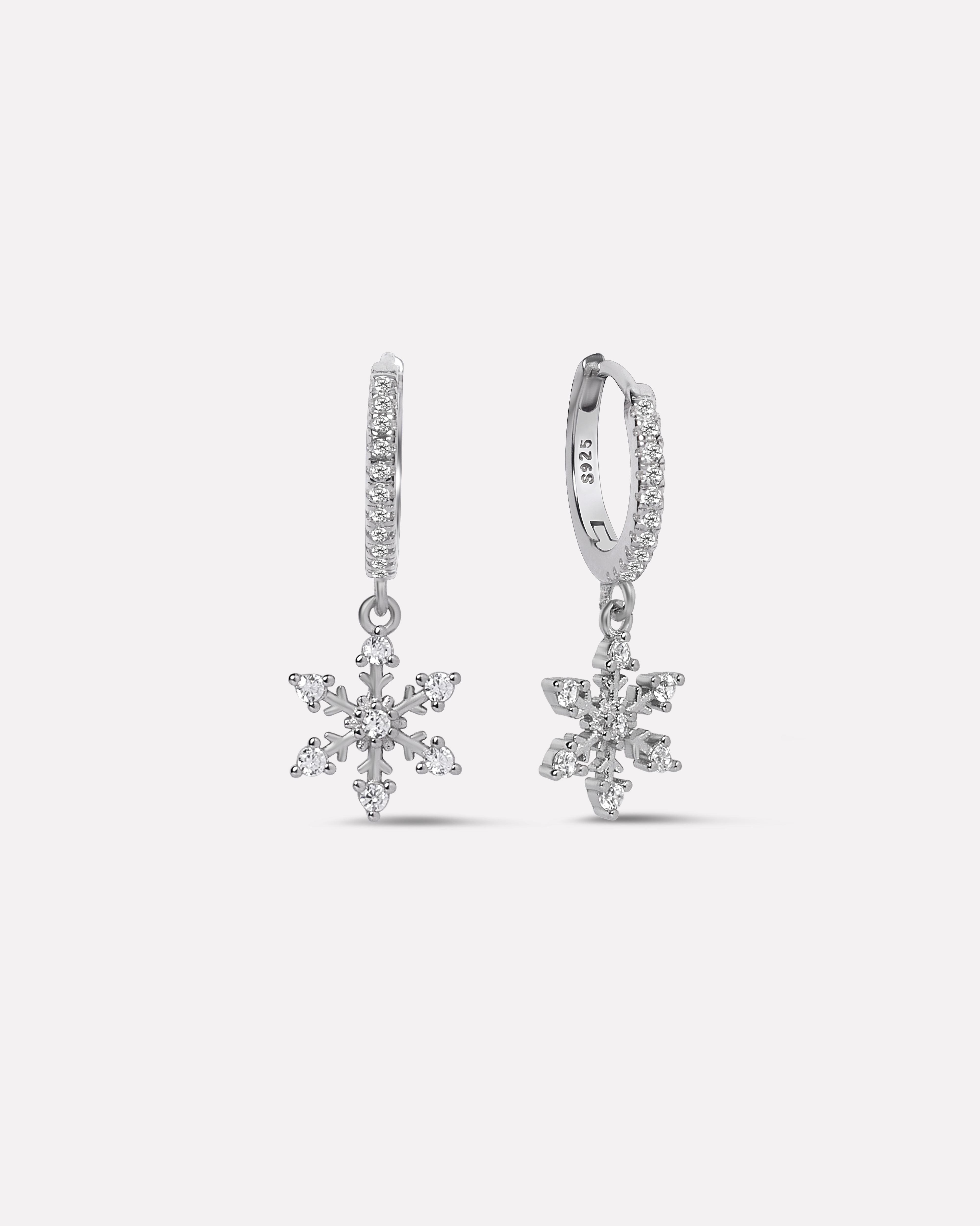 Minimal Snowflake Charm Hoop Earring