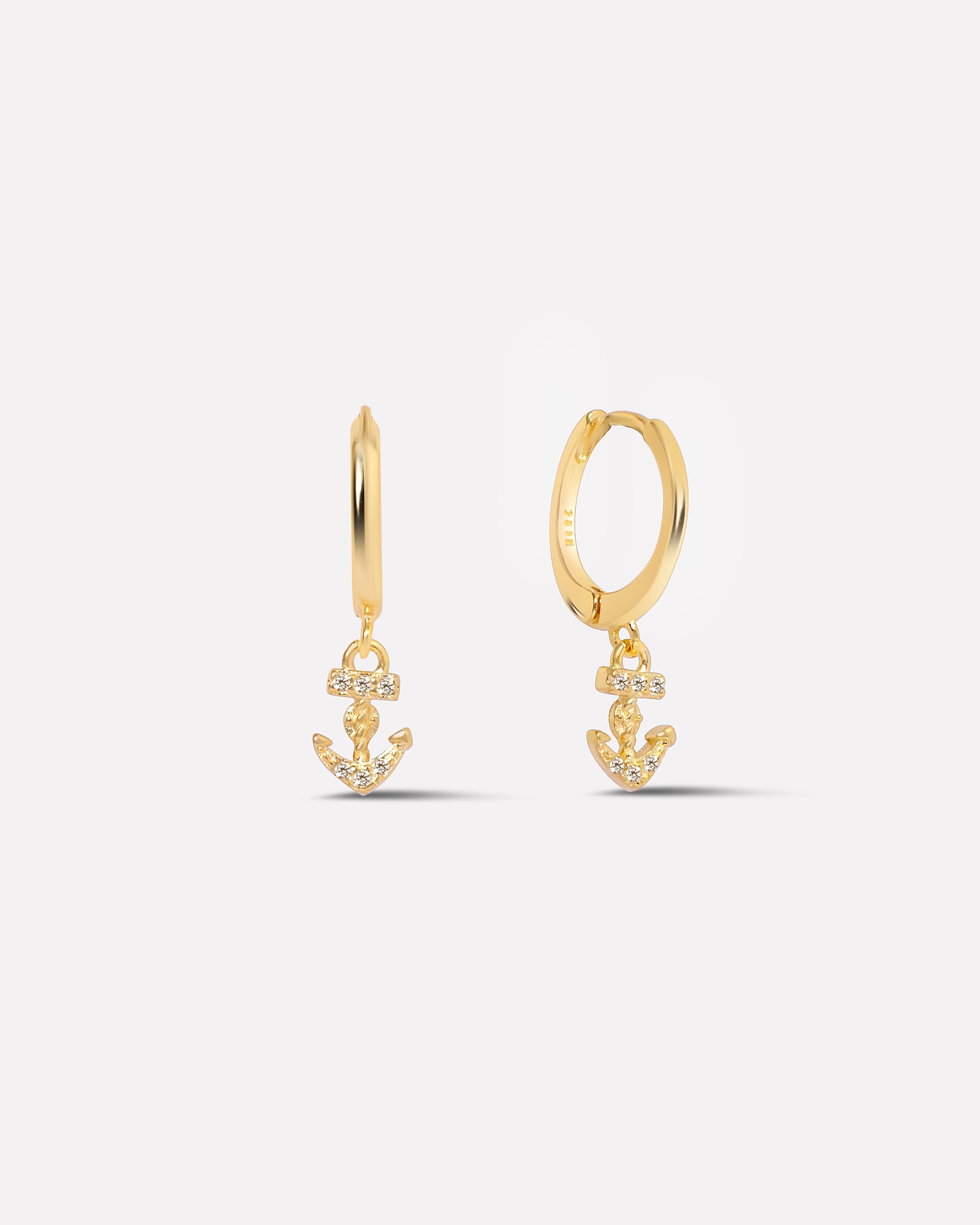 Anchor Charm Hoop Earrings