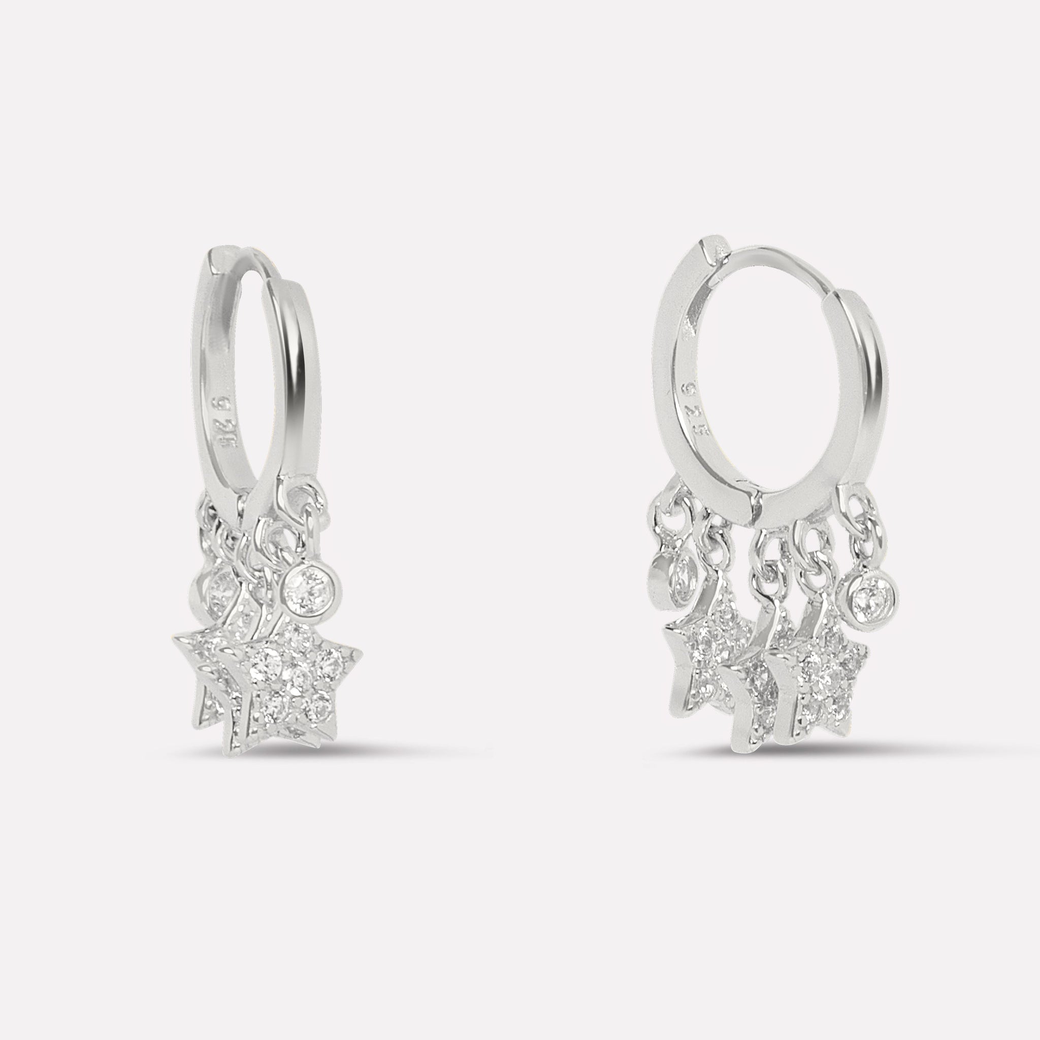 Multi Star Charm Hoop Earrings