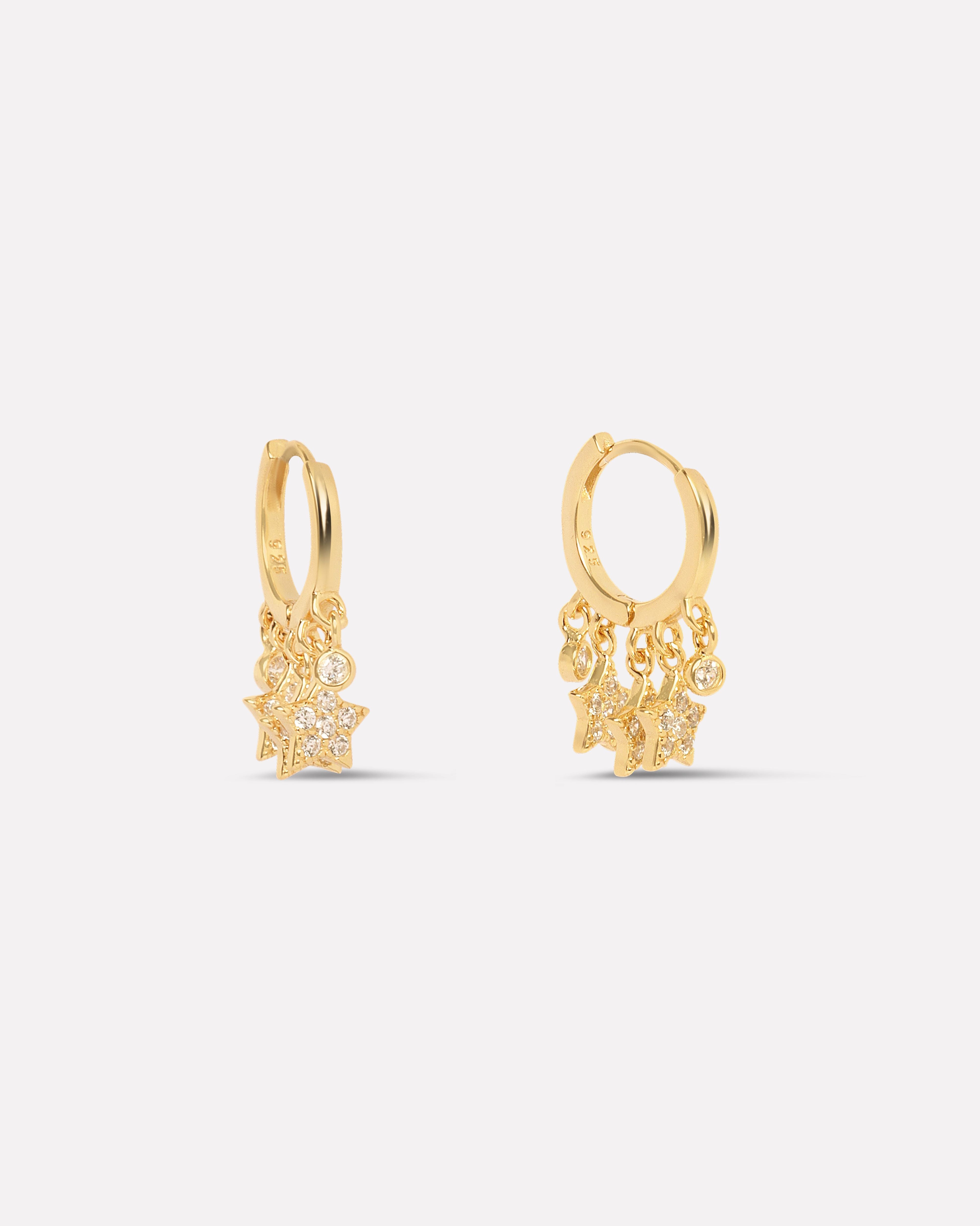 Multi Star Charm Hoop Earrings