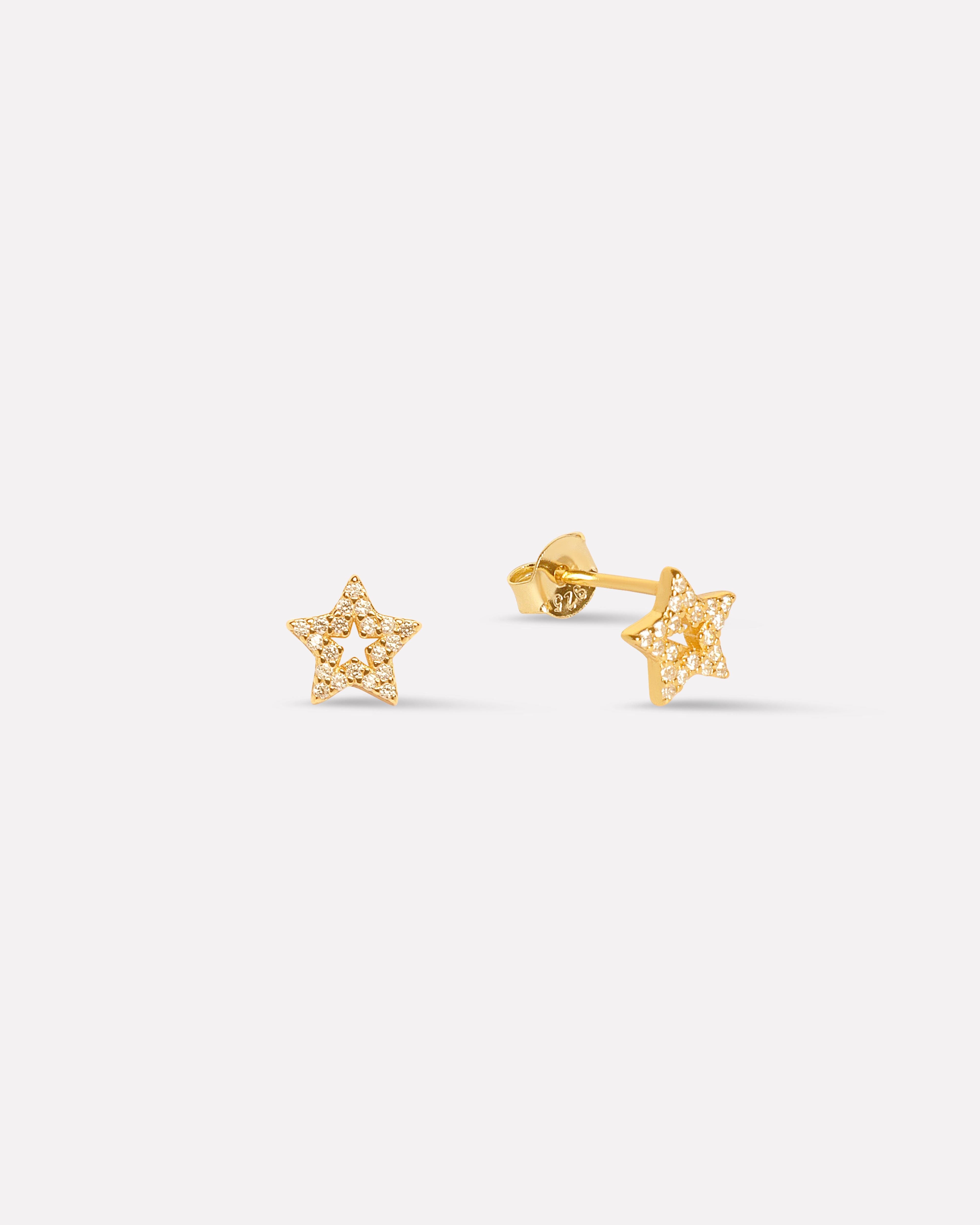 Pave' Hollow Star Stud Earring