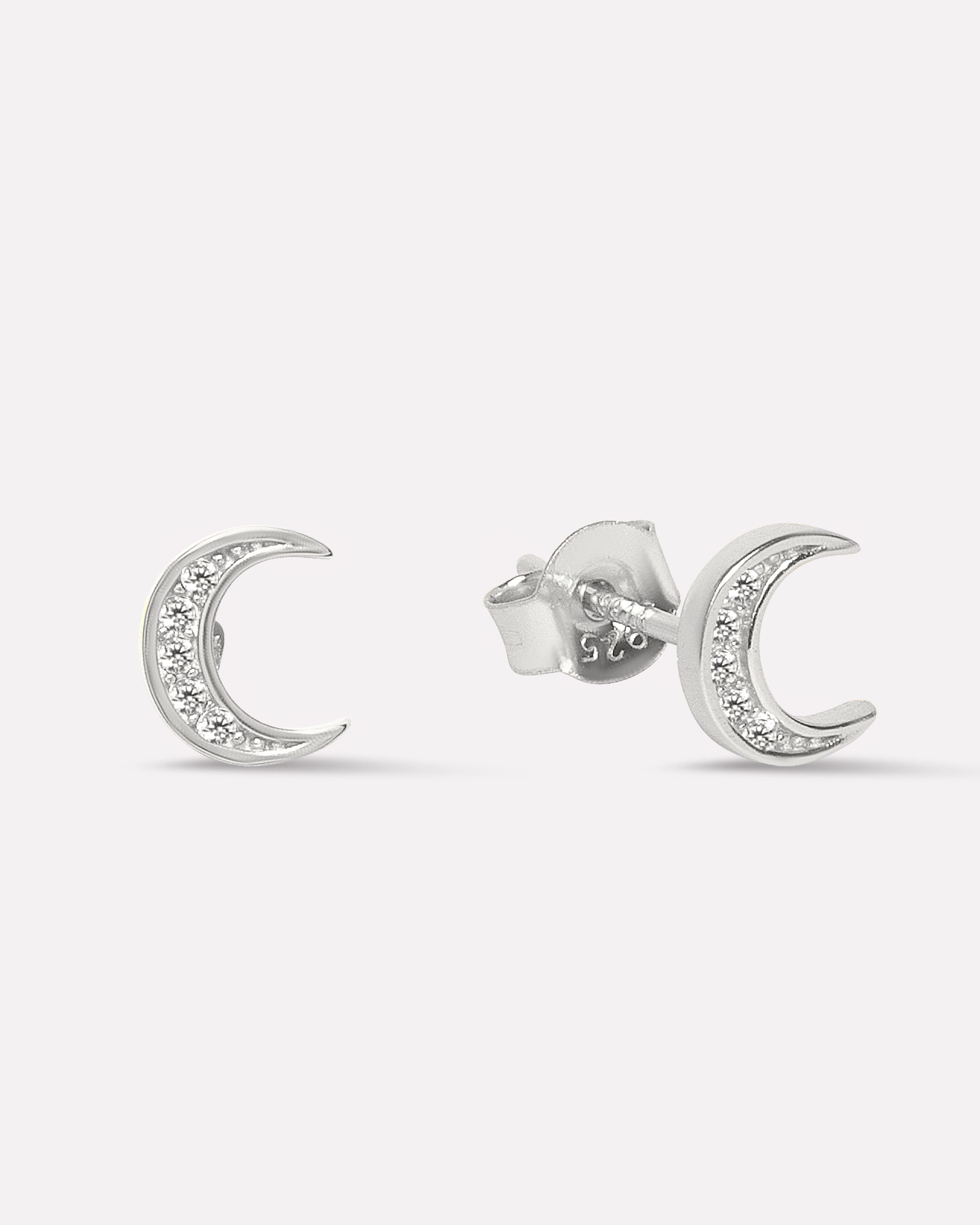 Zirconia Crescent Moon Studs Earring