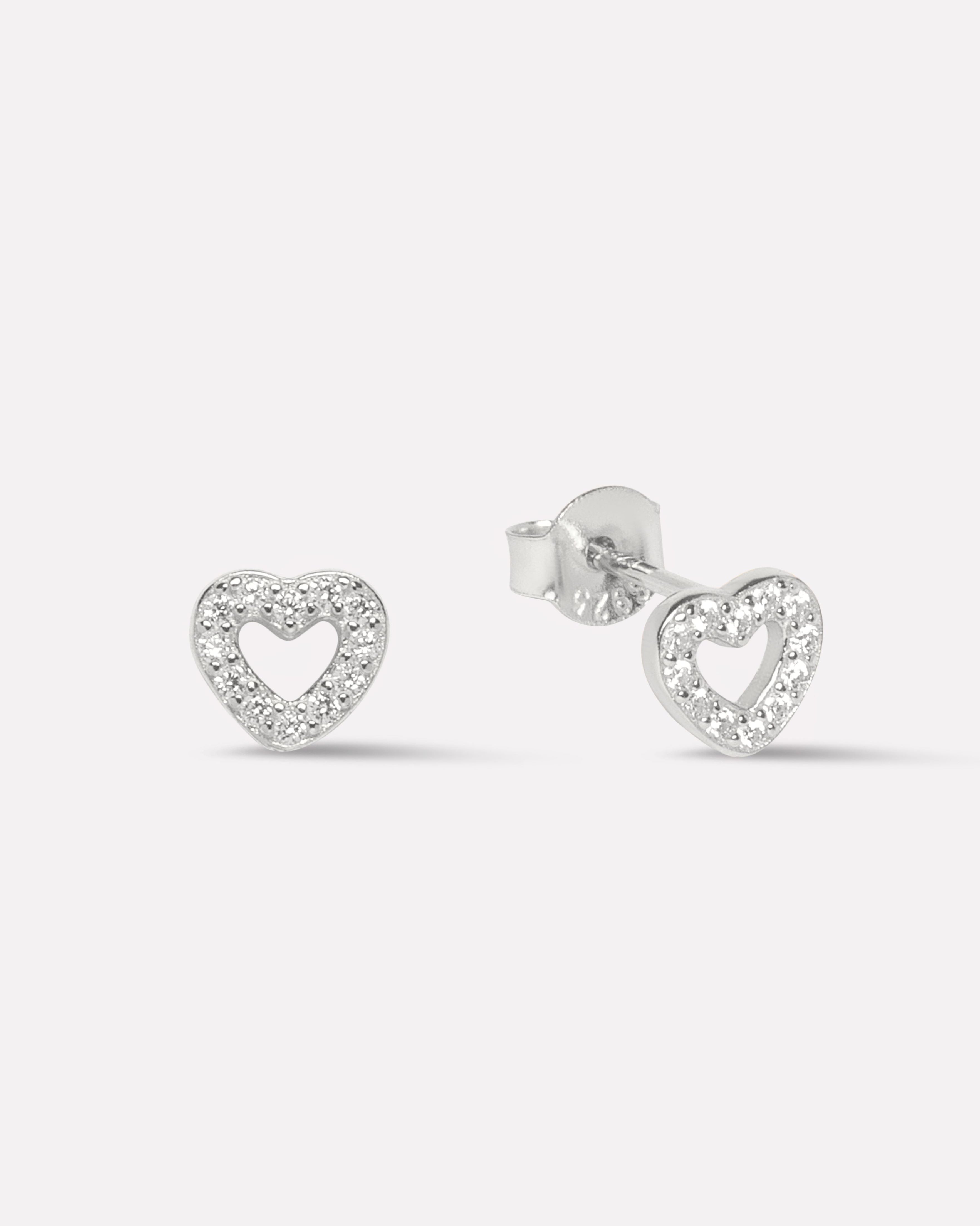 Hollow Heart Zircon Lining Stud Earring