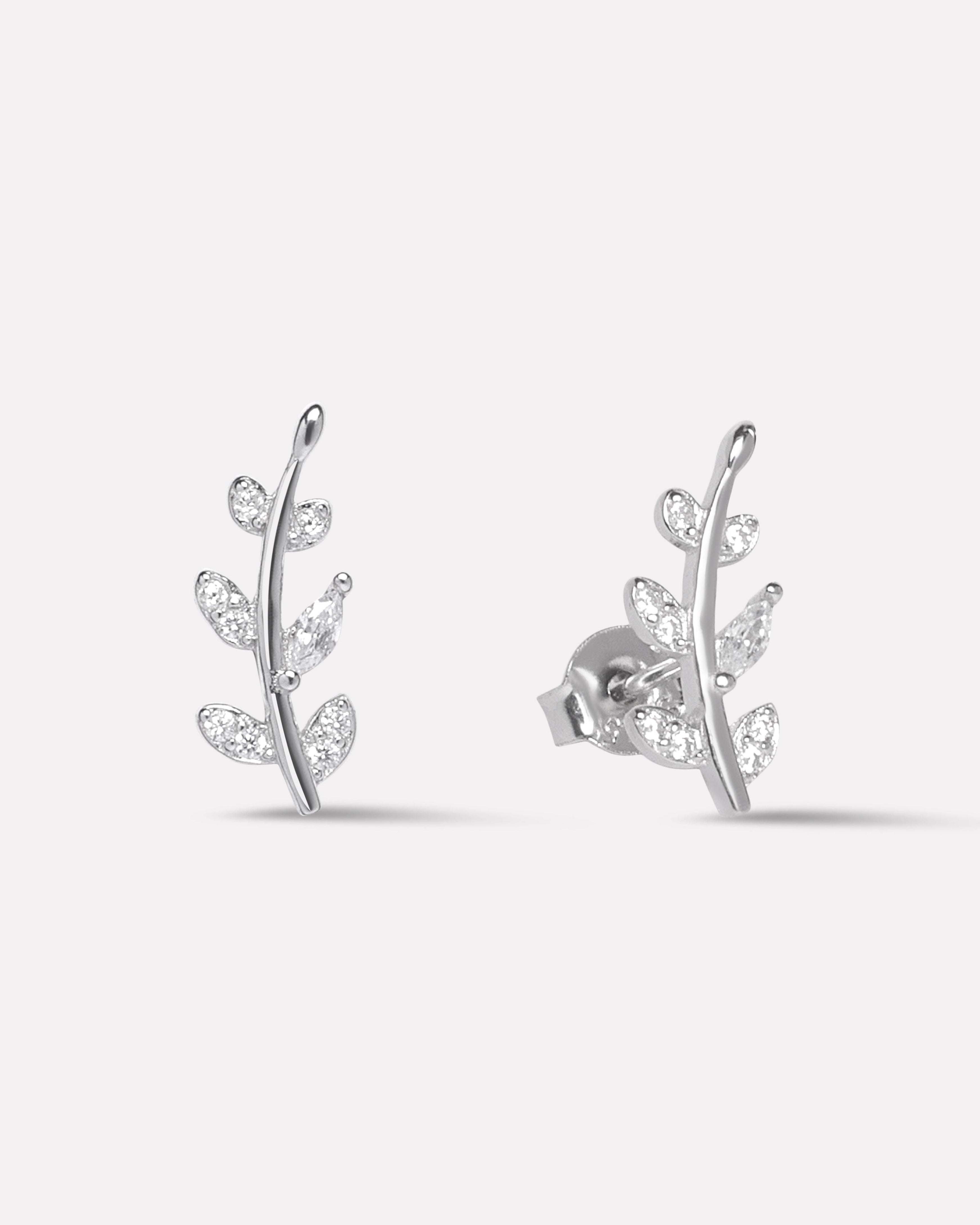Luxury Zircon Paved Leaf Studs Earring
