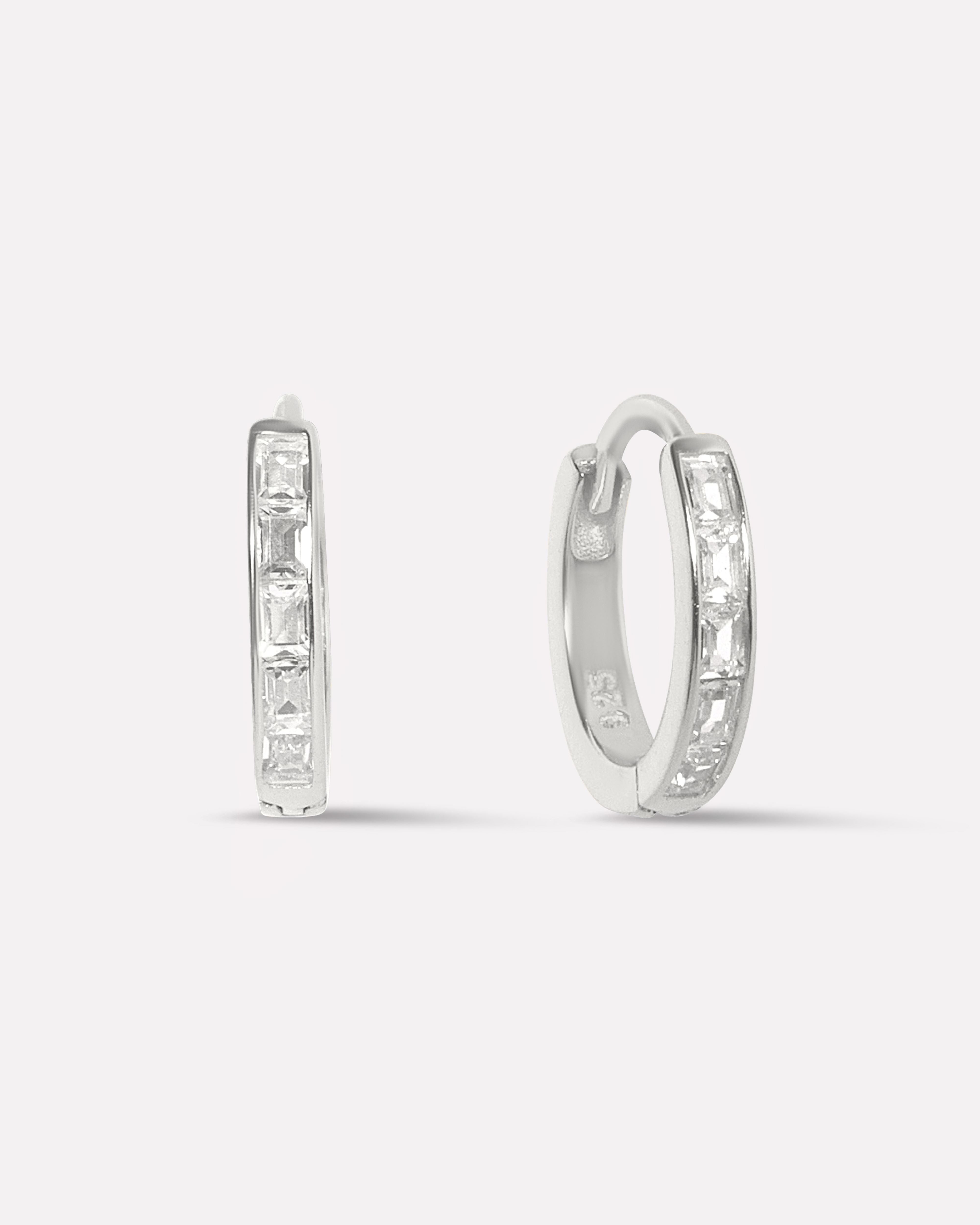Statement Baguette Round Hoop Earrings
