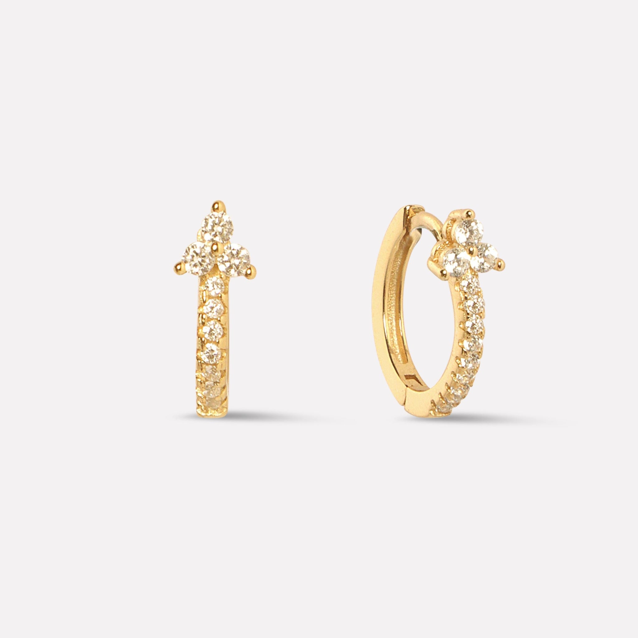 Tri Zirconia Hoop Earrings