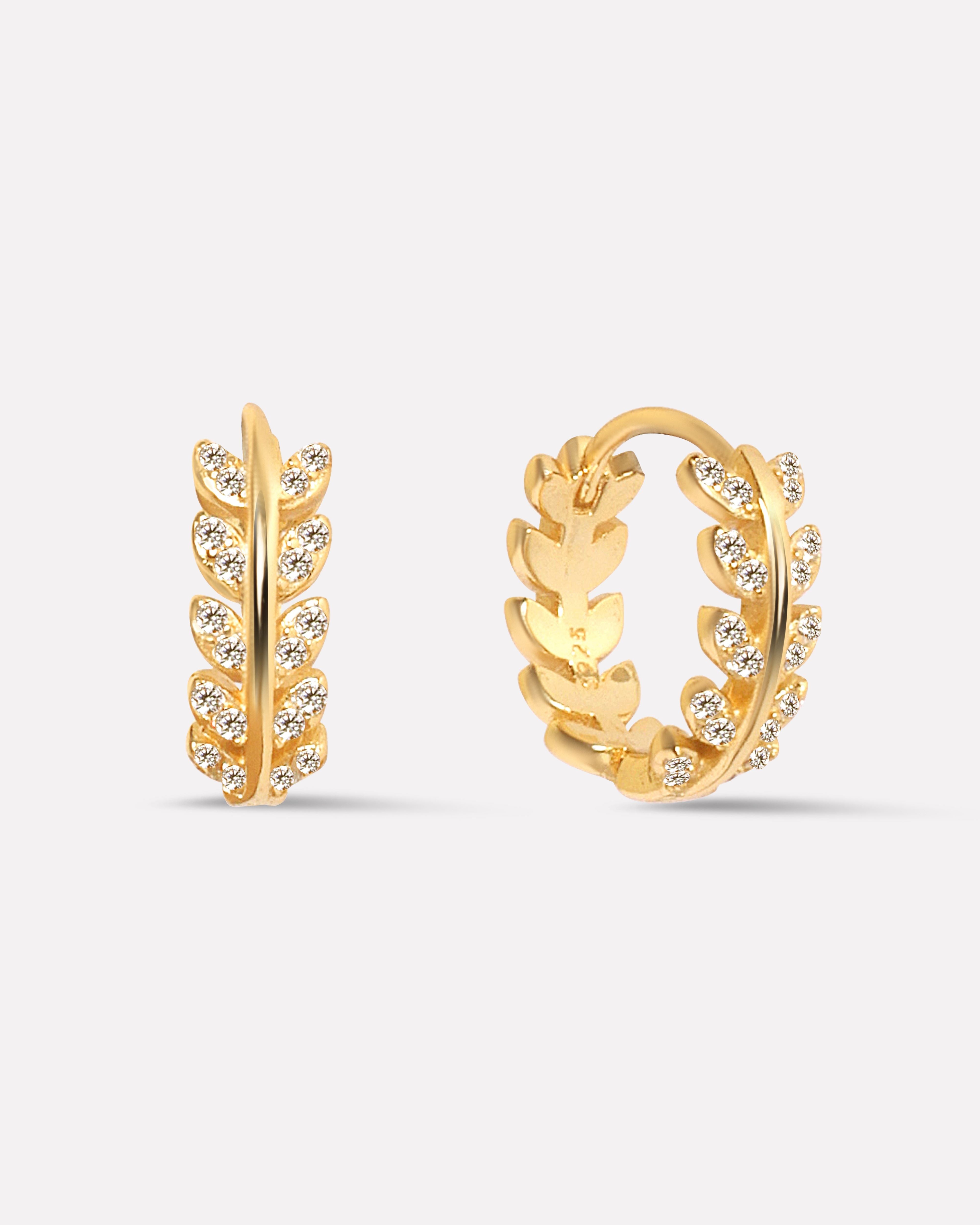 Zirconia Leaf Hoops Multiple Sizes Hoop Earring