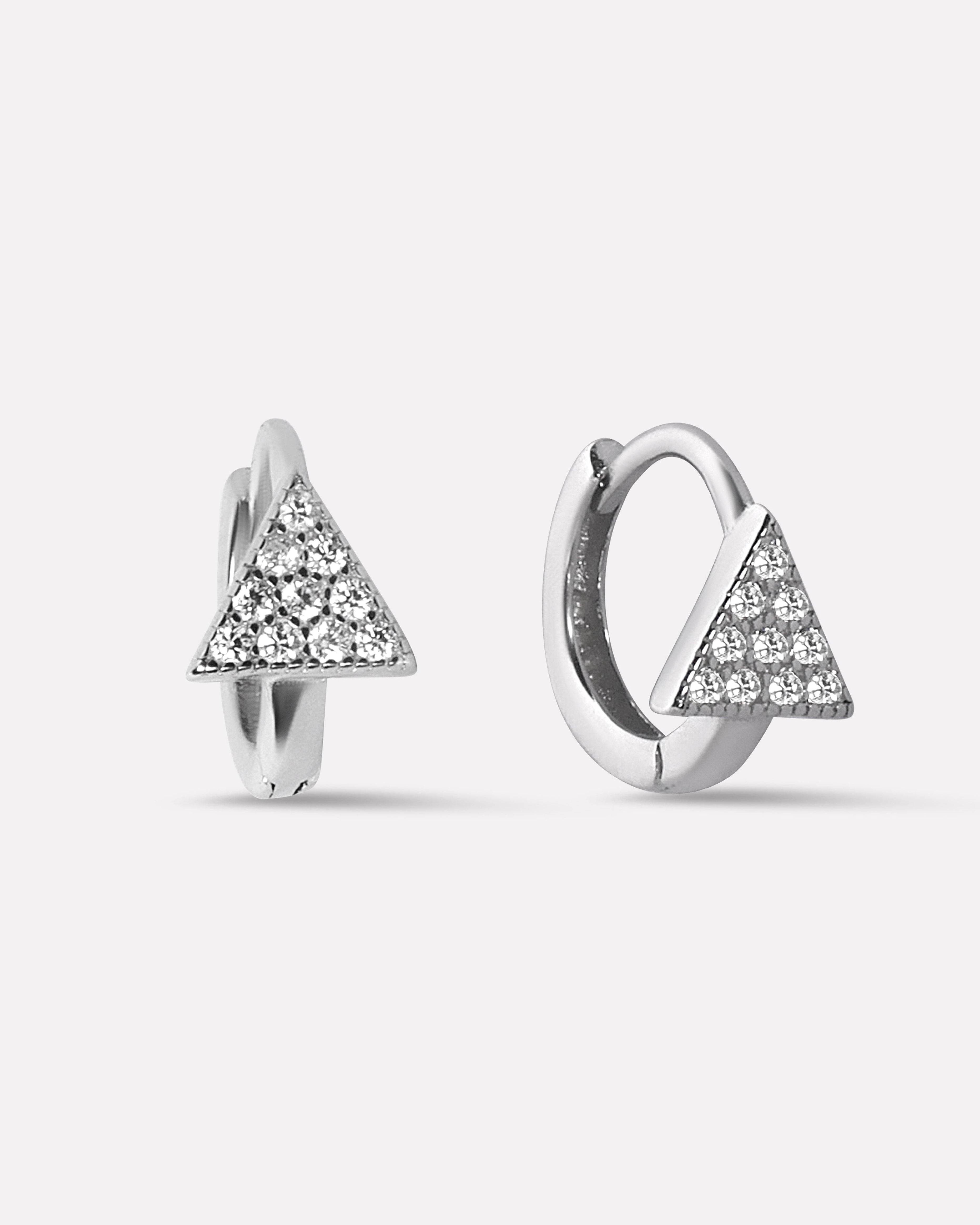 Pave' Edge Huggie Hoop Earring