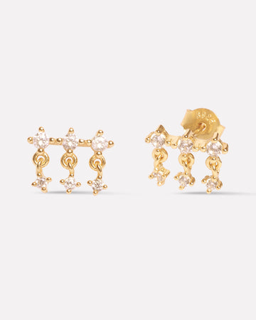 Linear Droplet Climber Stud Earrings