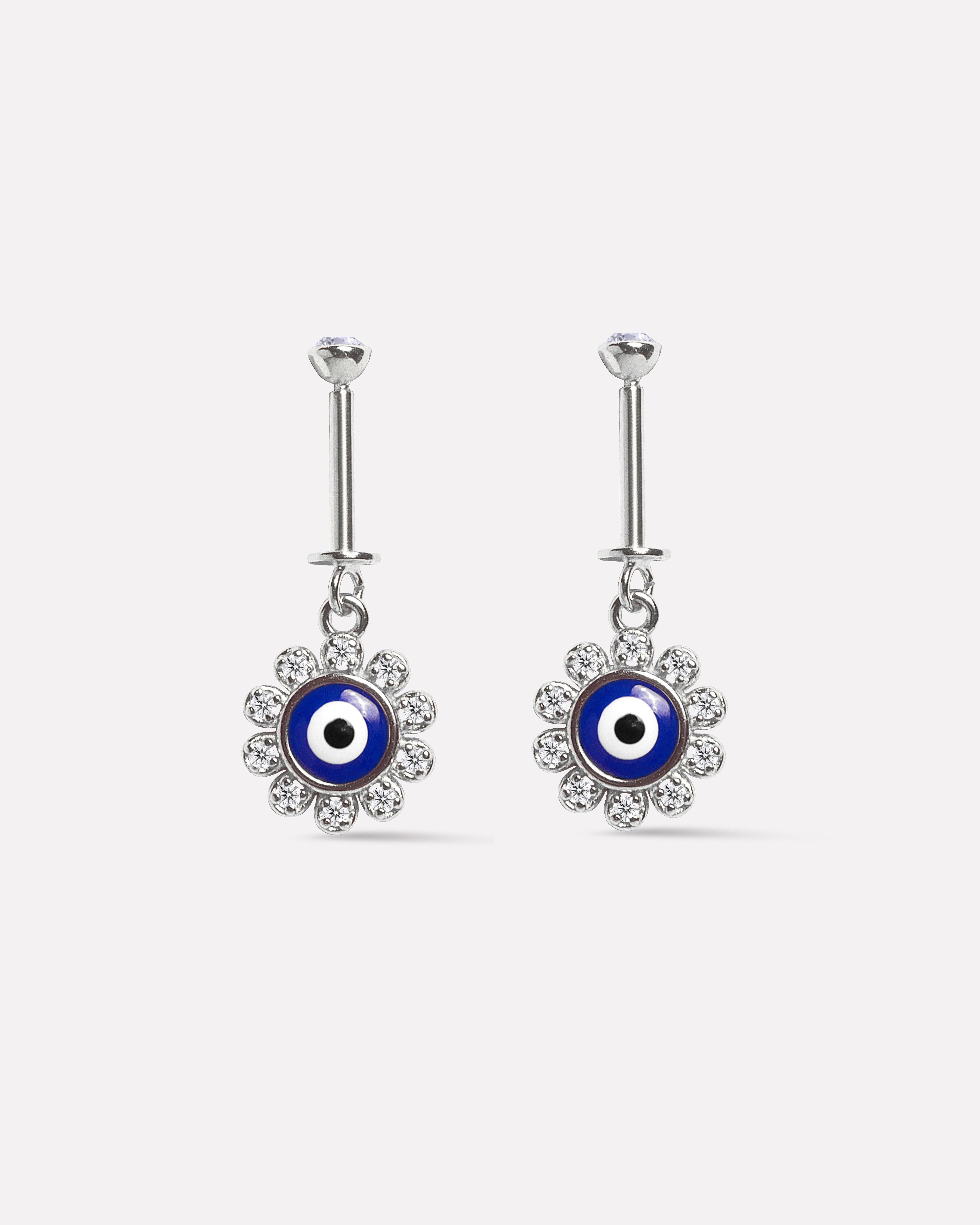 Evil Eye Helix Piercings Hanging Ear Cuff With Sparkling Accents Earrings