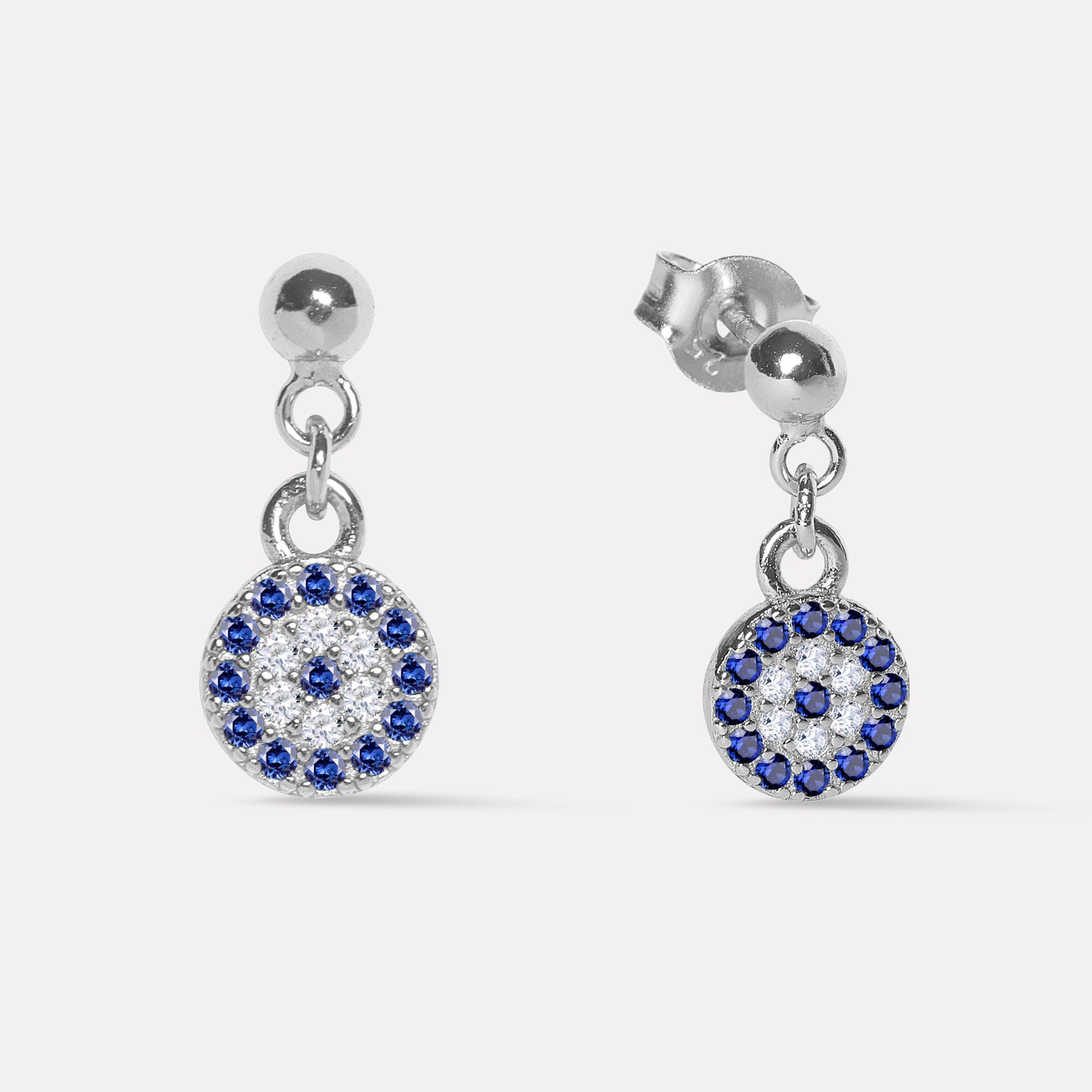 Silver Ball Eye Hanging Studs Earrings