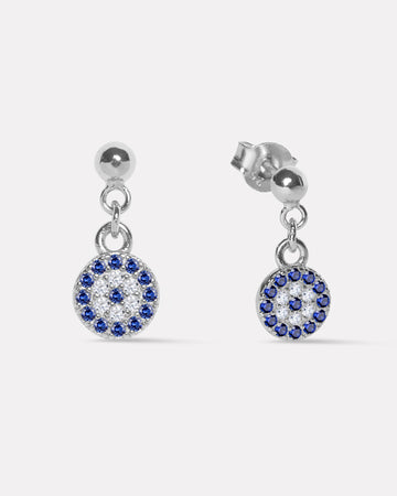 Silver Ball Eye Hanging Studs Earrings