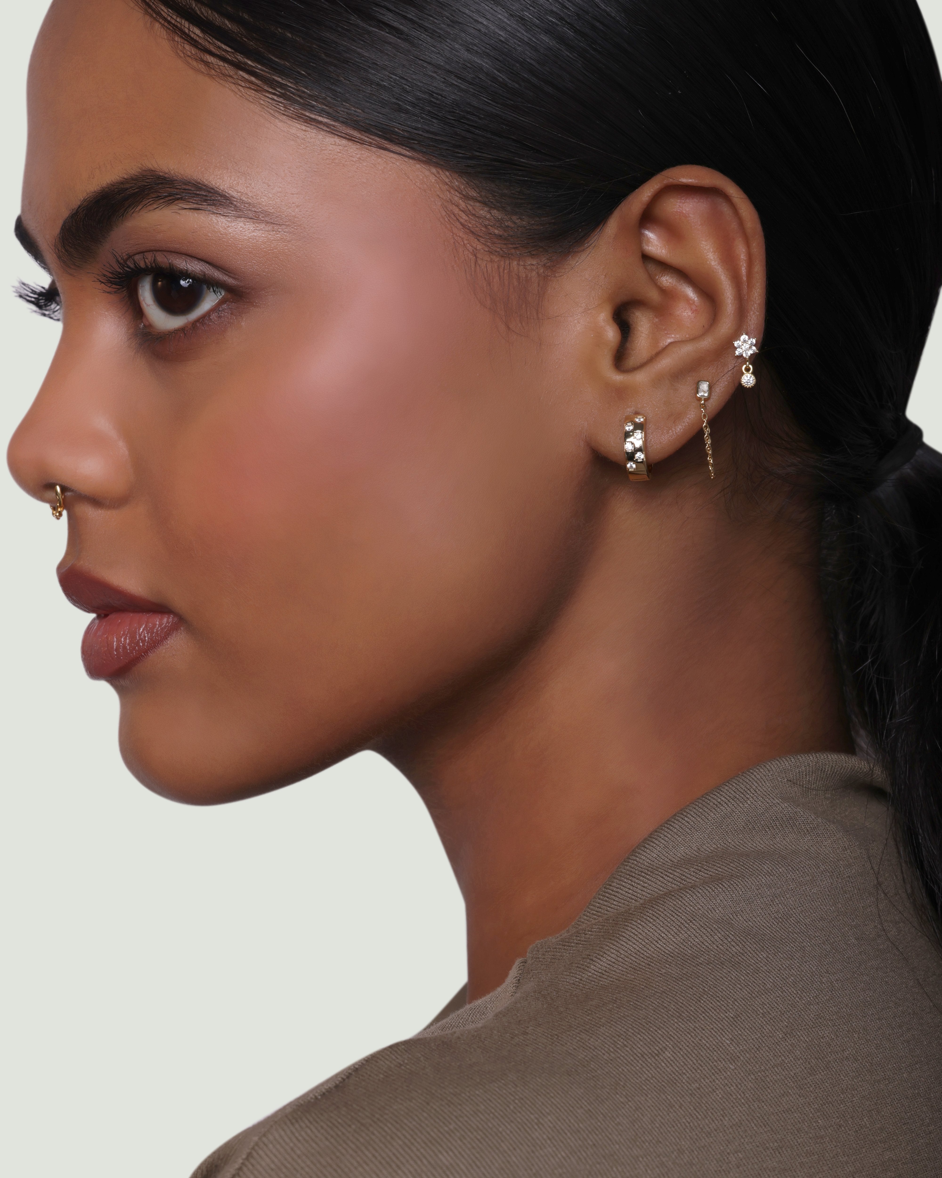 Starlit Checkmate Hoop Earrings