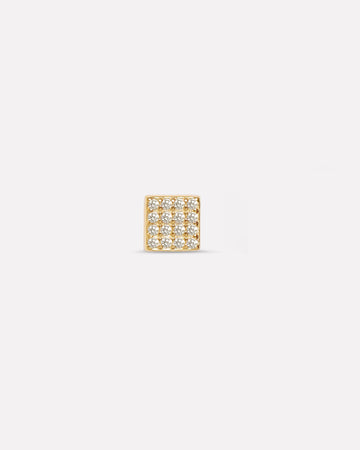 Square Solitaire Gold Plated  Stud Men's Earrings