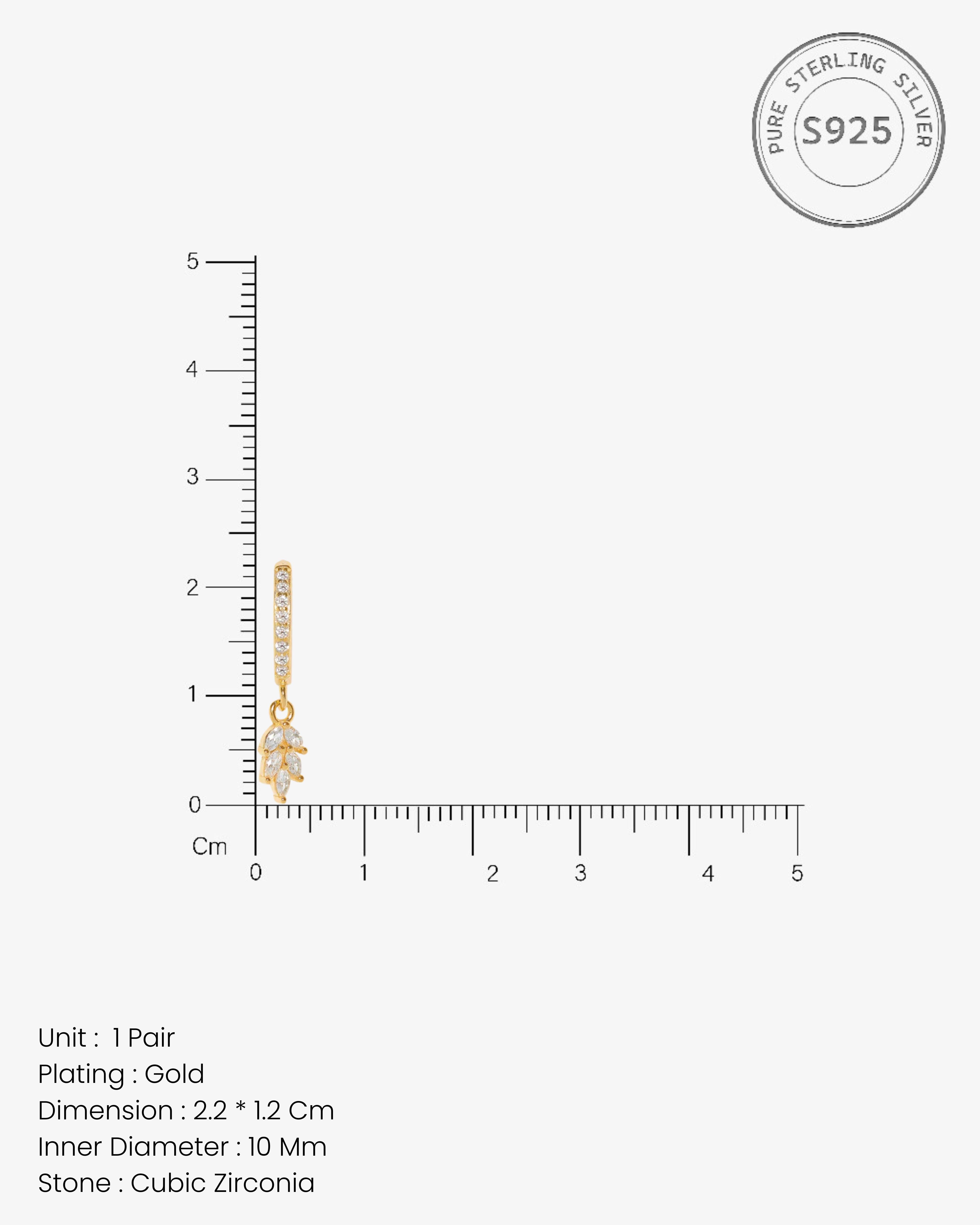 Petal Leaf Charm Hoop Earrings