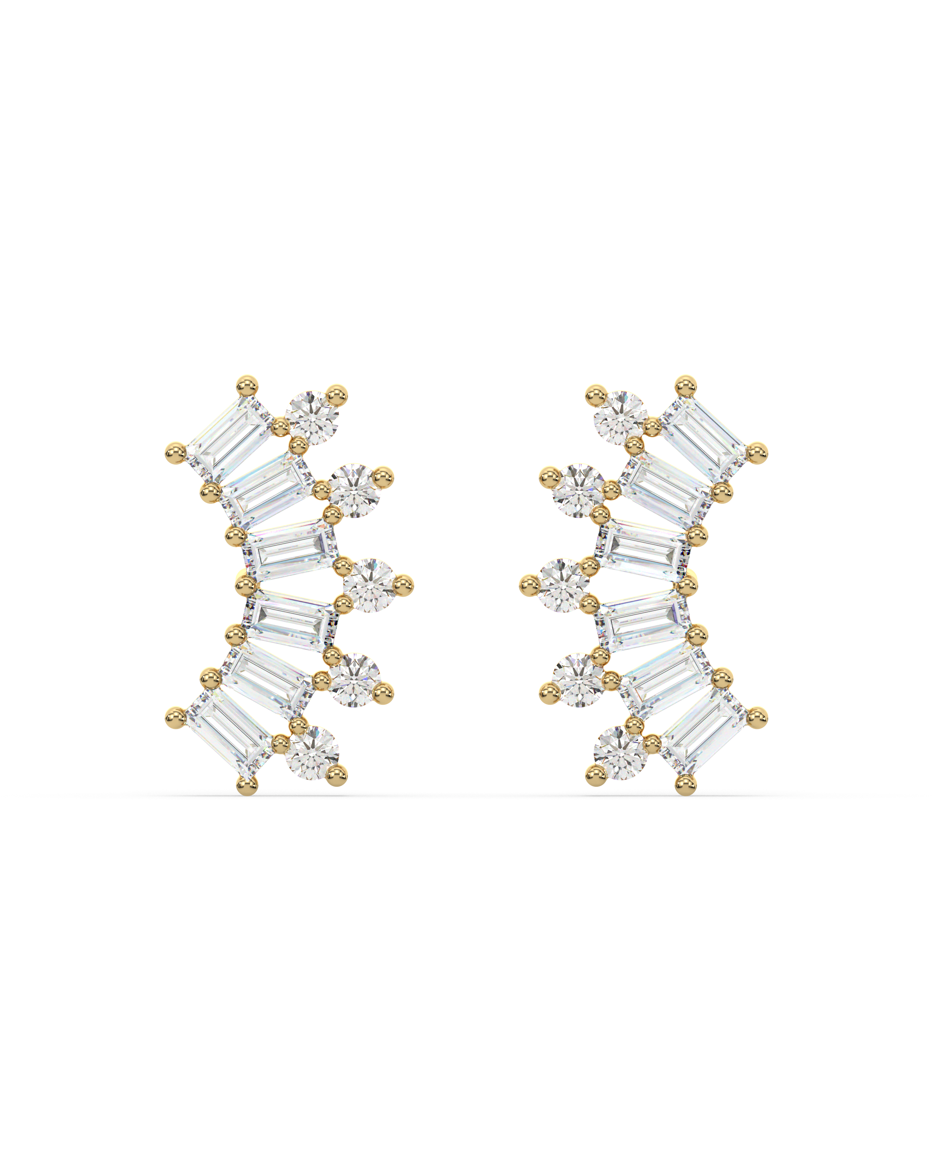 Everyday Baguette Climber - Studs - 18K Gold Plated