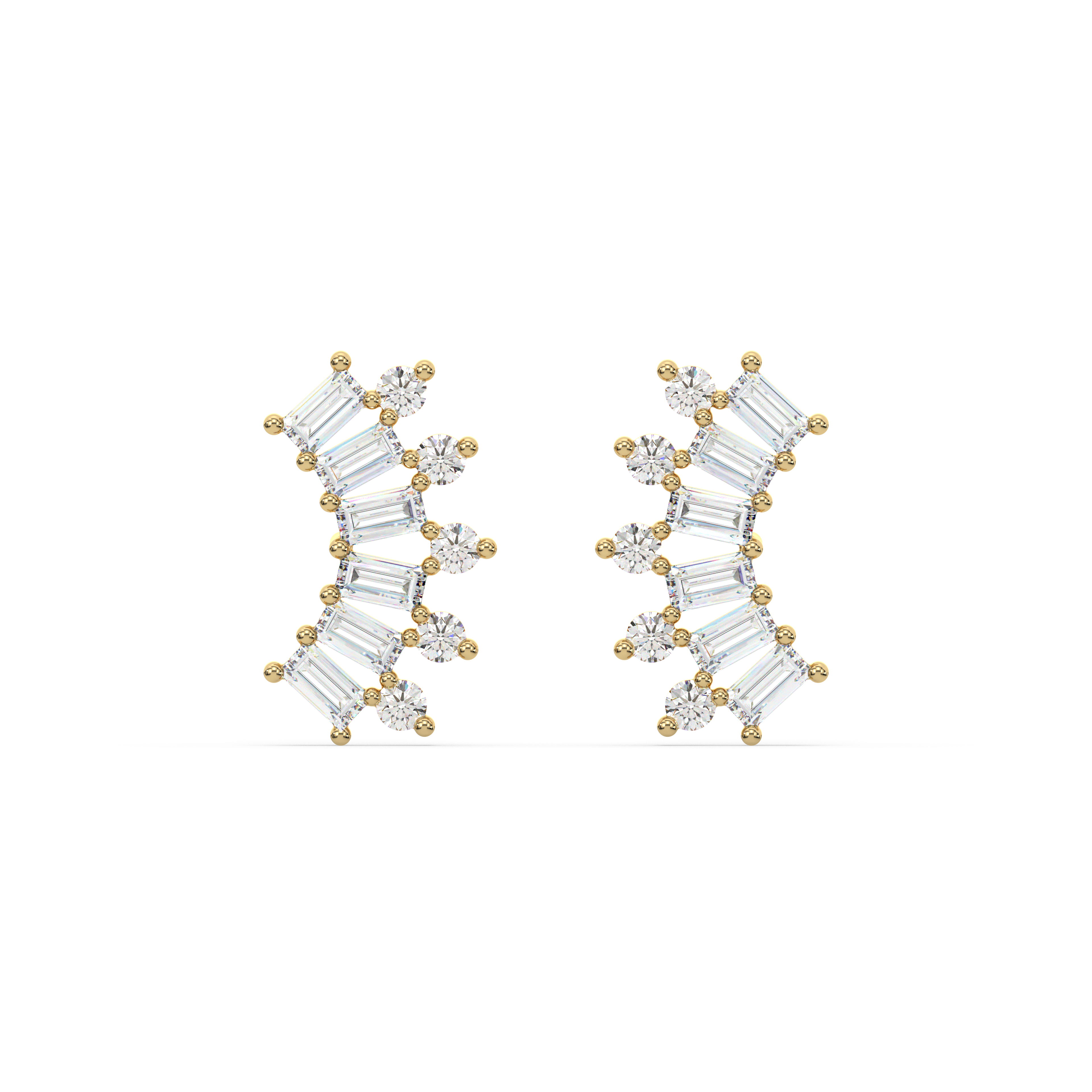 Everyday Baguette Climber - Studs - 18K Gold Plated