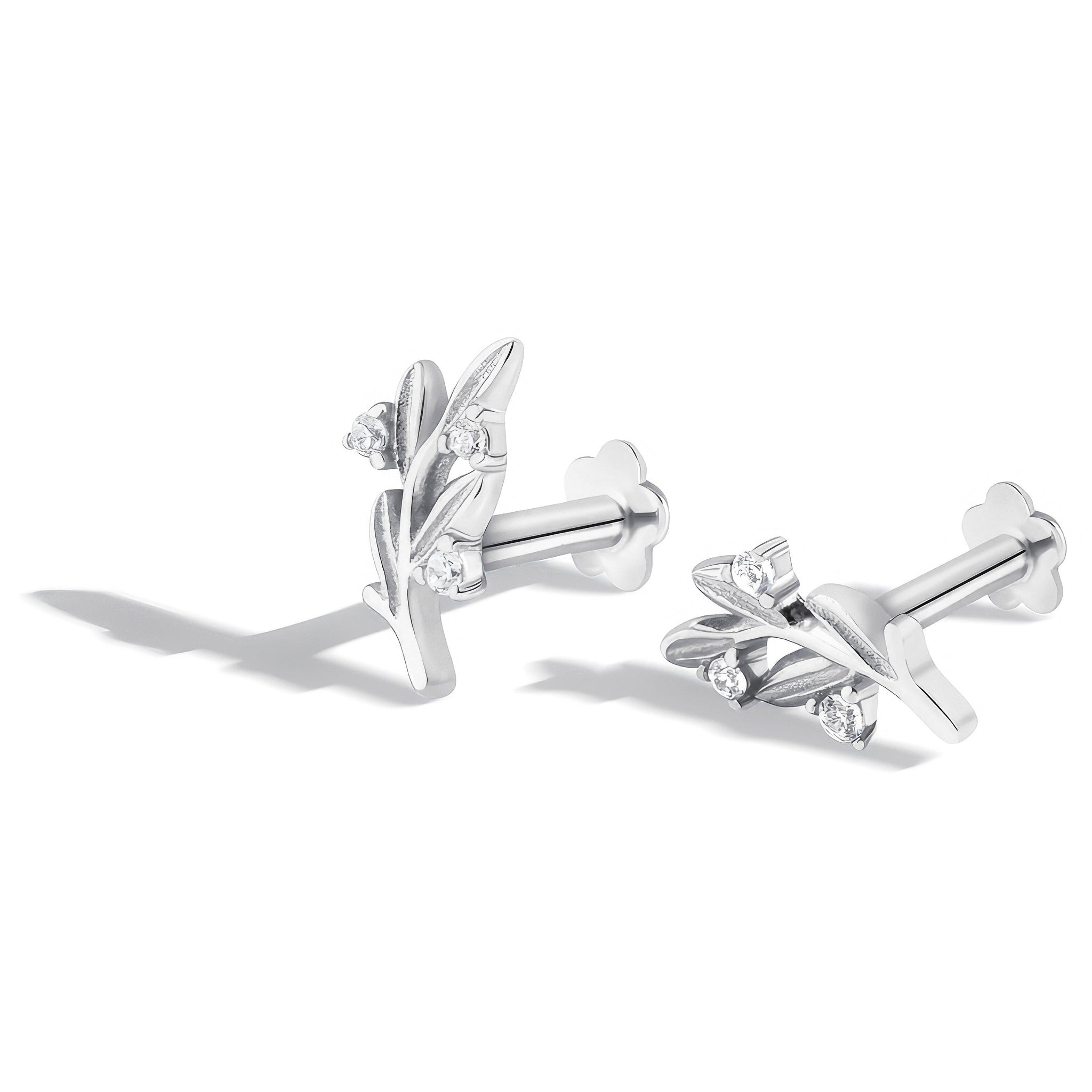 Leaflet Sparkle Stud Earrings
