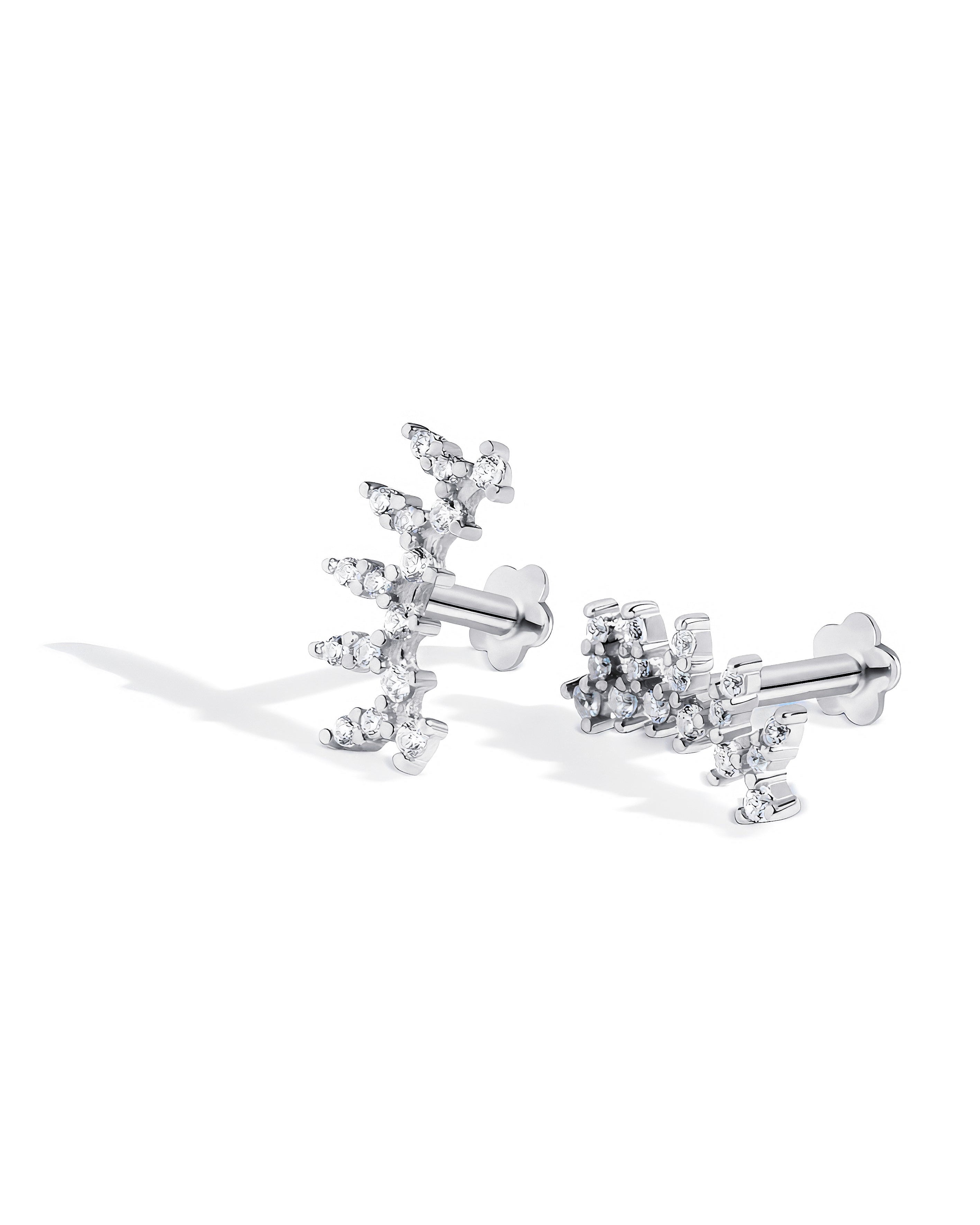 Crown Arc Zircon Stud - Rhodium Plated Flat Back