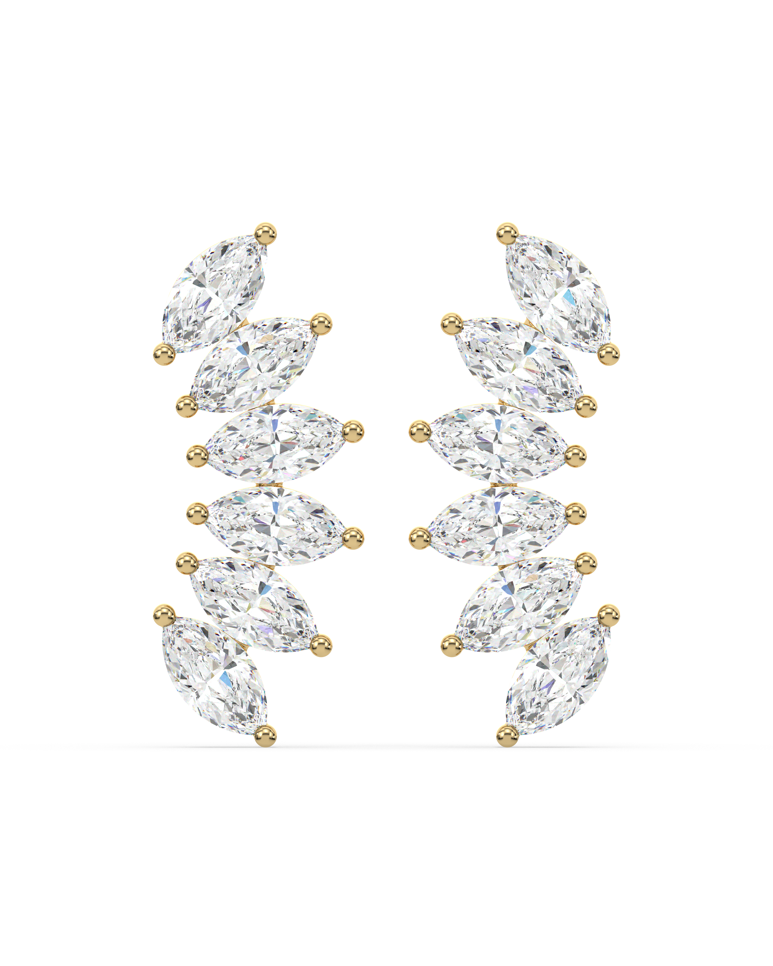 Baguette Crown Climber Stud - Extended - 18K Gold