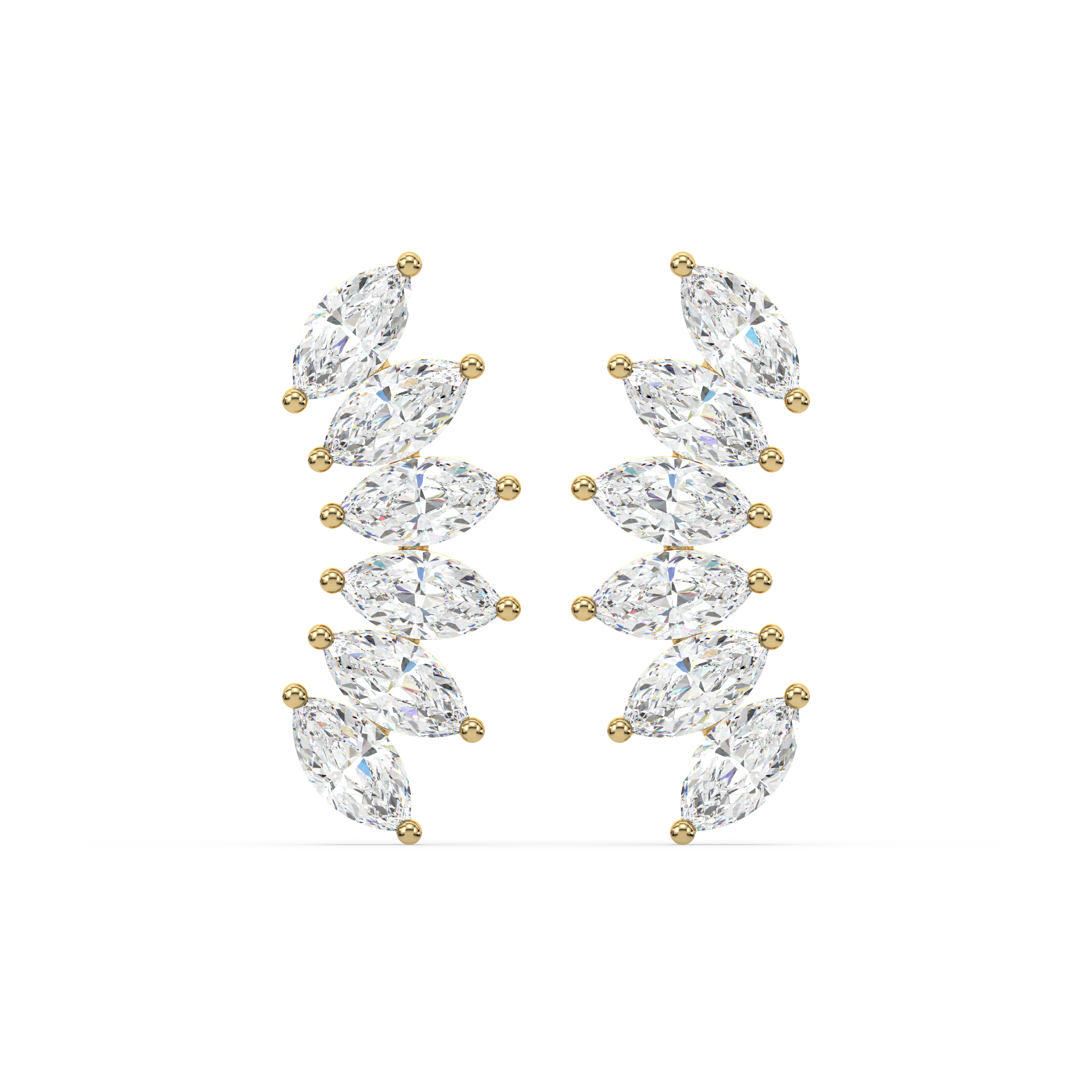 Baguette Crown Climber Stud - Extended - 18K Gold