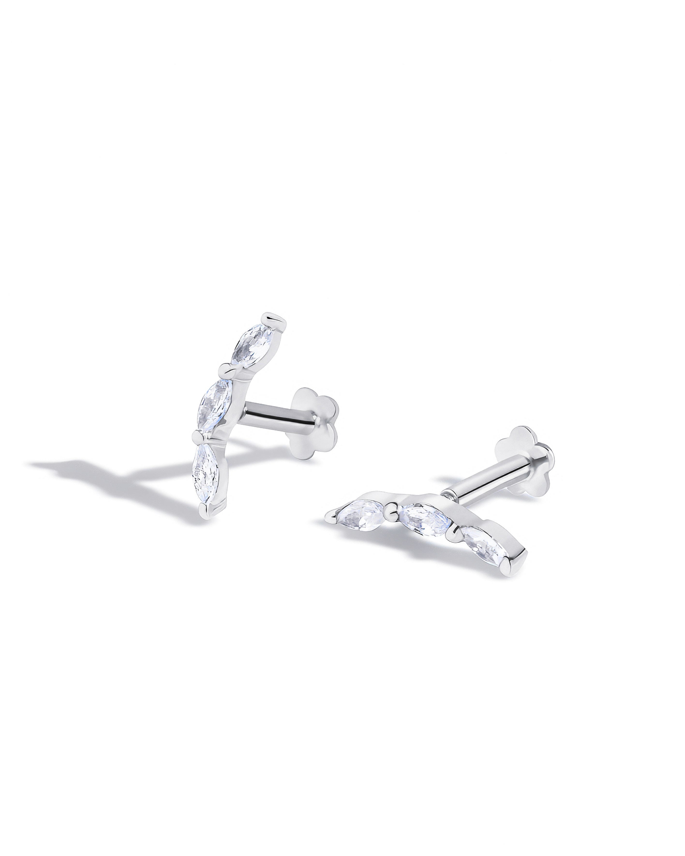 Minimalist Marquise Climber – Rhodium Plated Flat Back Studs