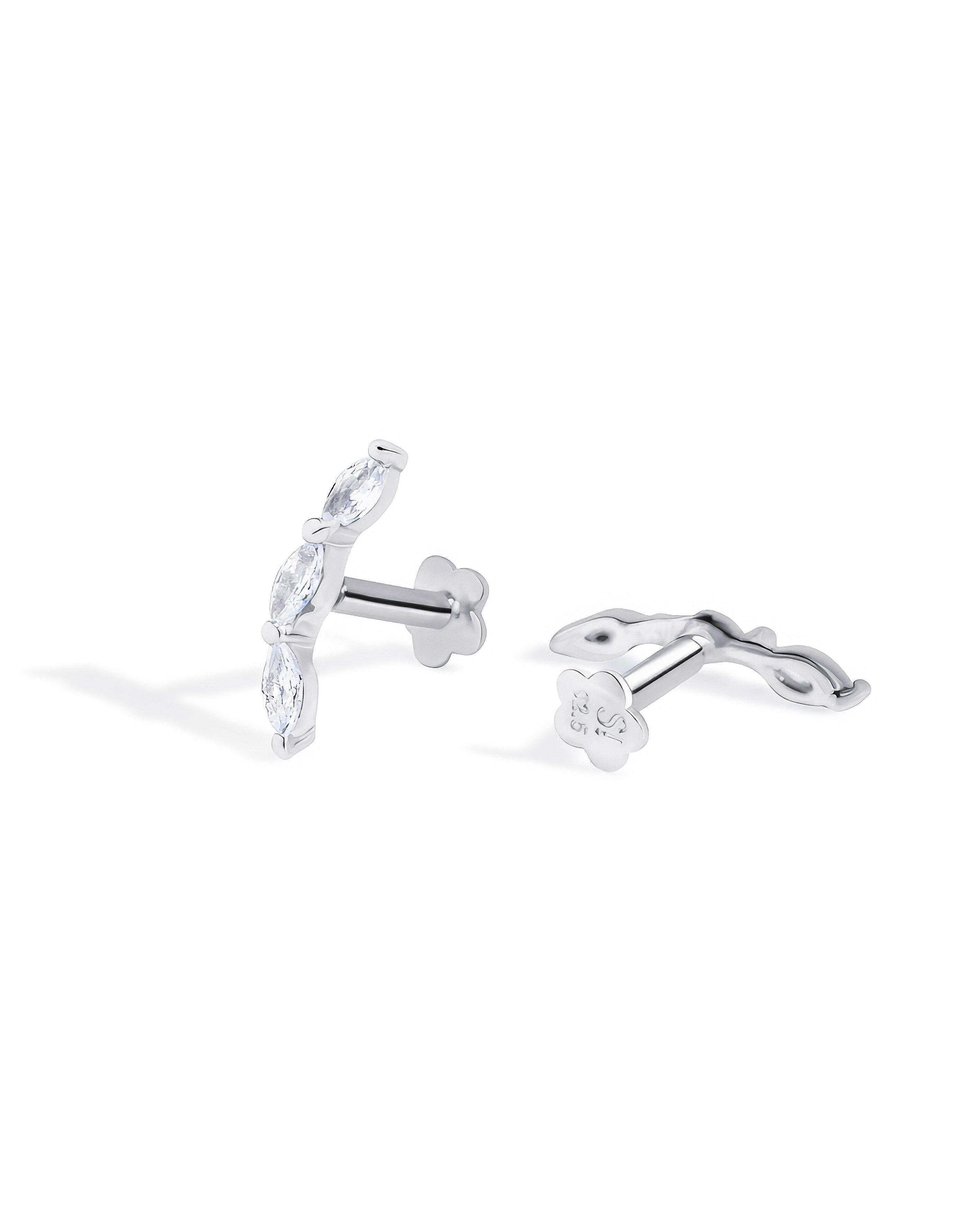 Minimalist Marquise Climber – Rhodium Plated Flat Back Studs