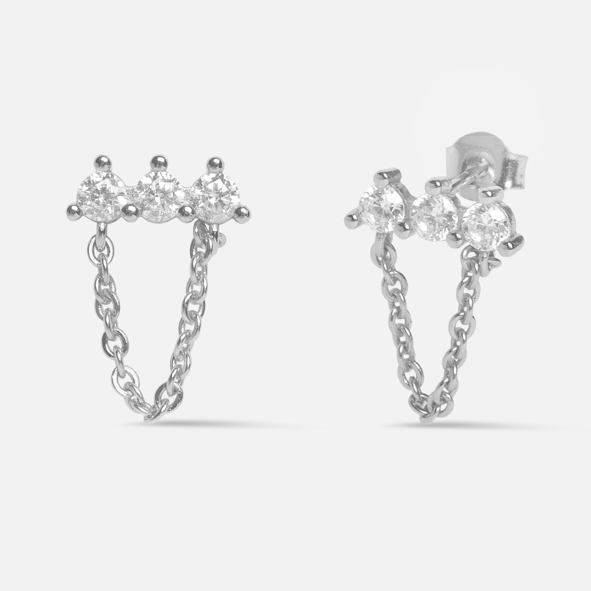 Dangling Chain Bar Stud Earrings