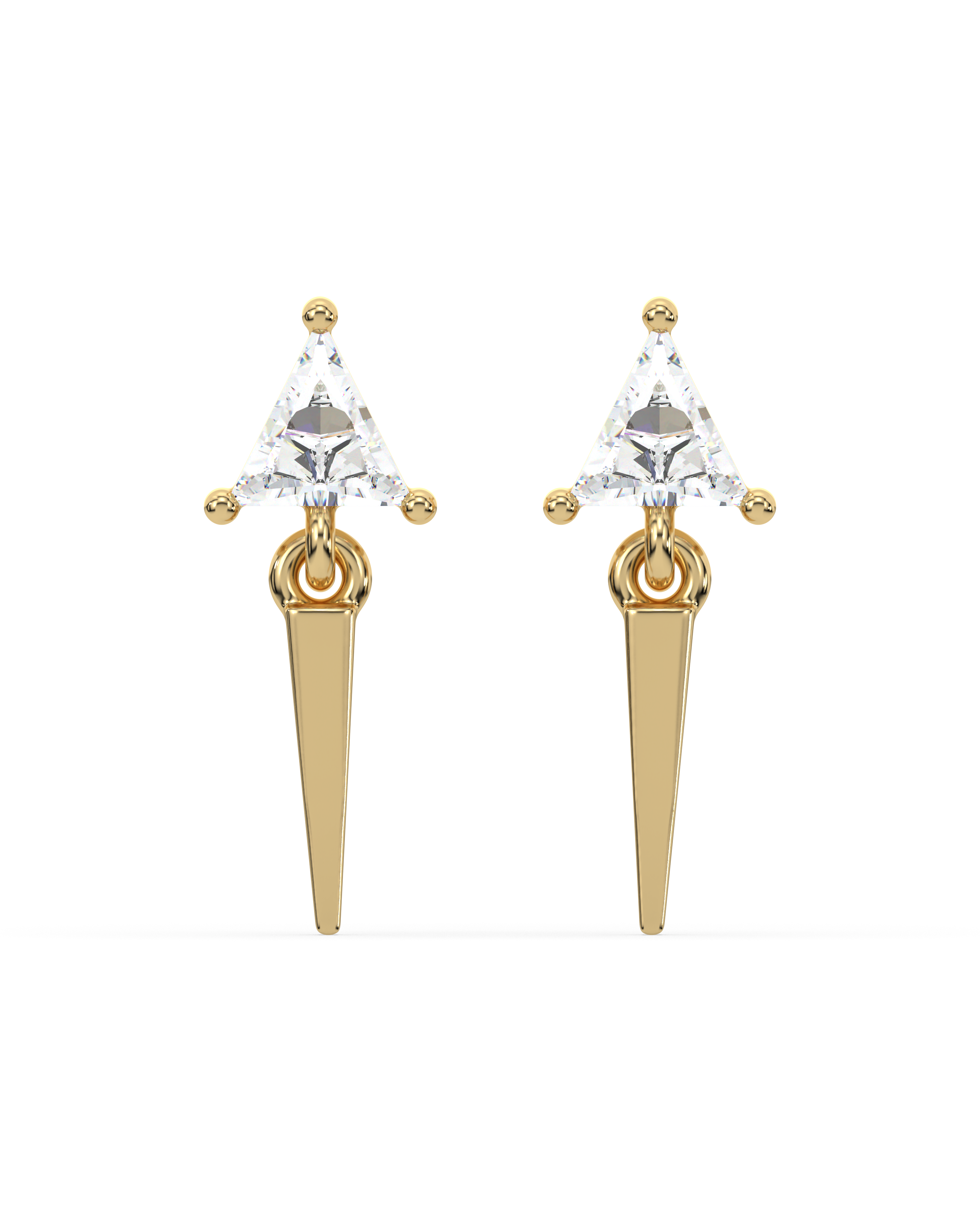 Mini Pave' Geometric Stud - 18K Gold Plated