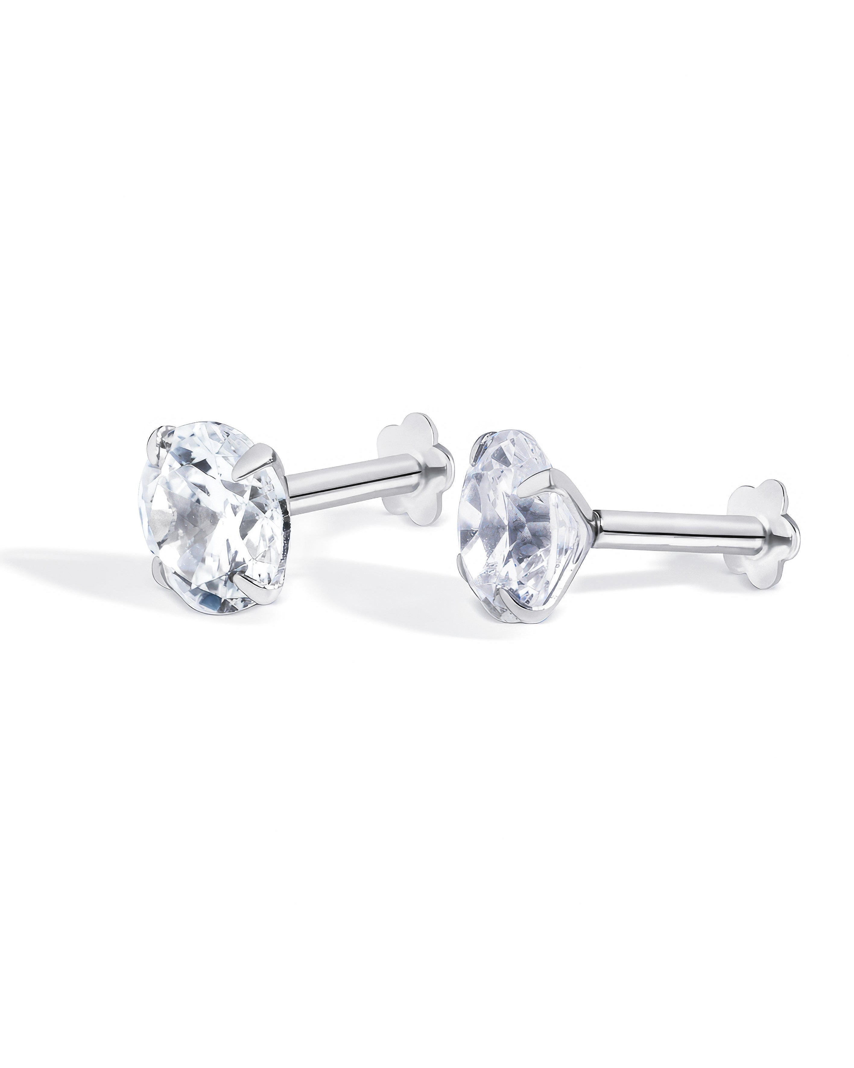 Radiant Round Zirconia – Rhodium Plated Flat Back Studs