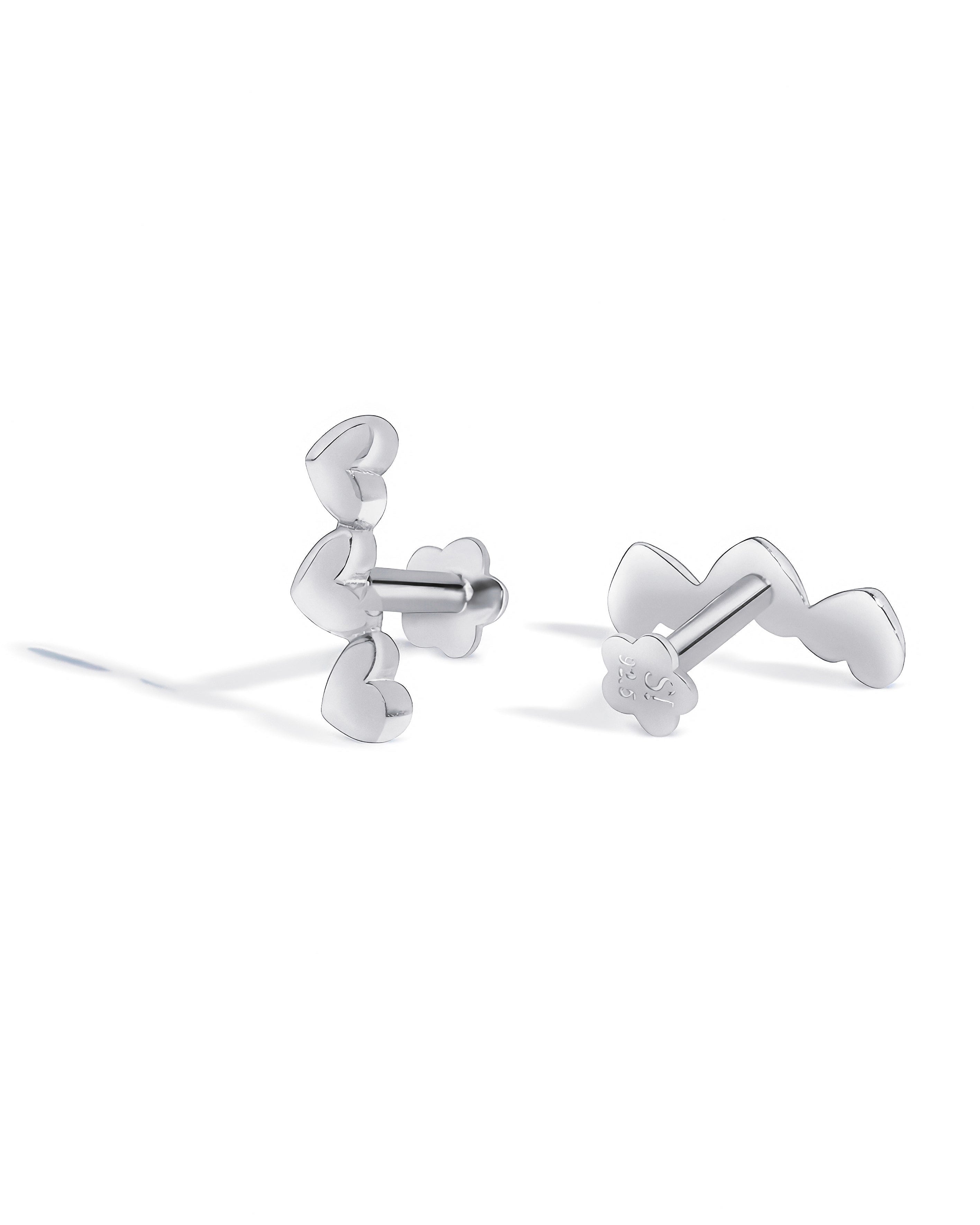 Heartline Stack – Rhodium Plated Flat Back Studs