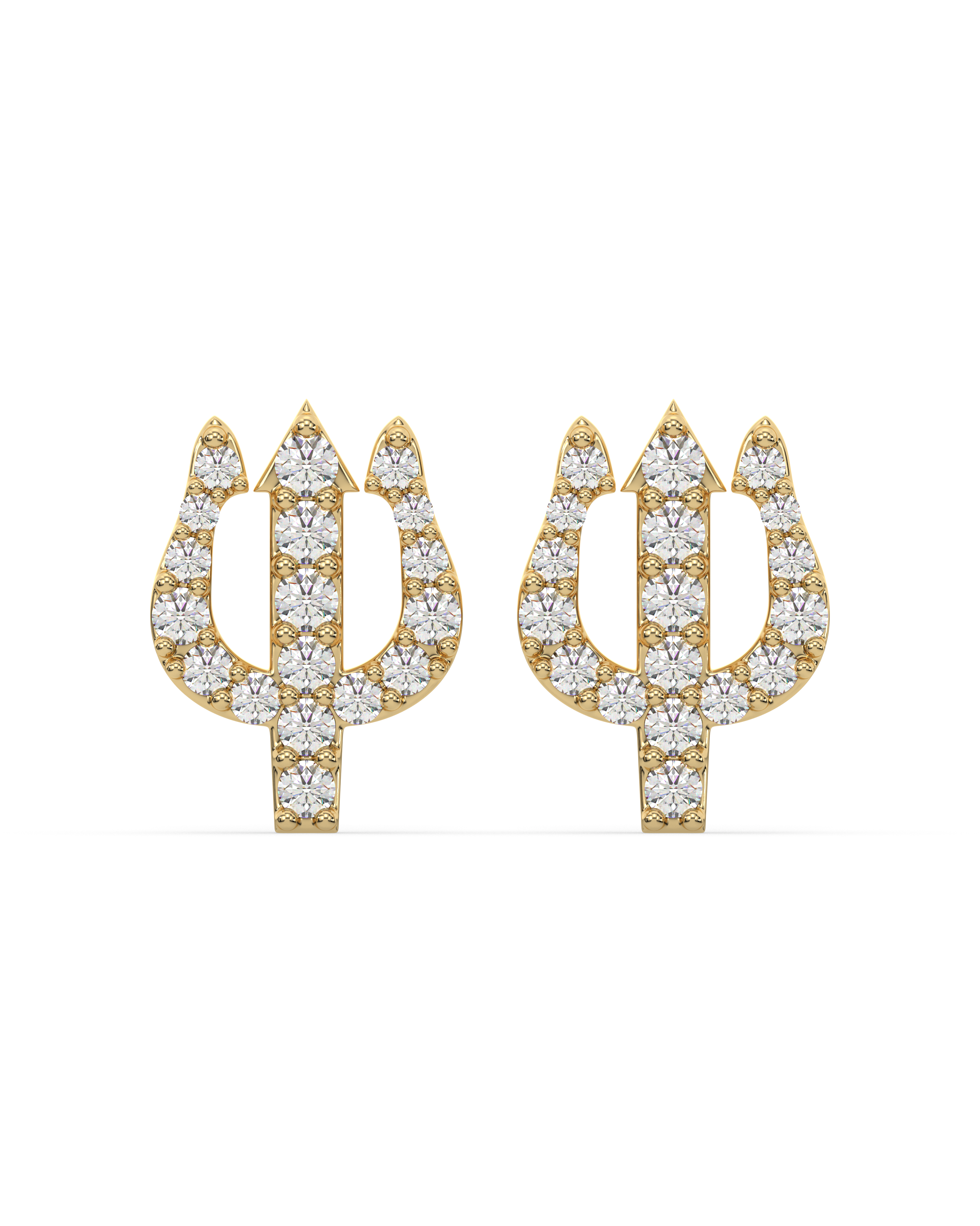 Trishul - Pave' stud earring - 18K Gold Plated