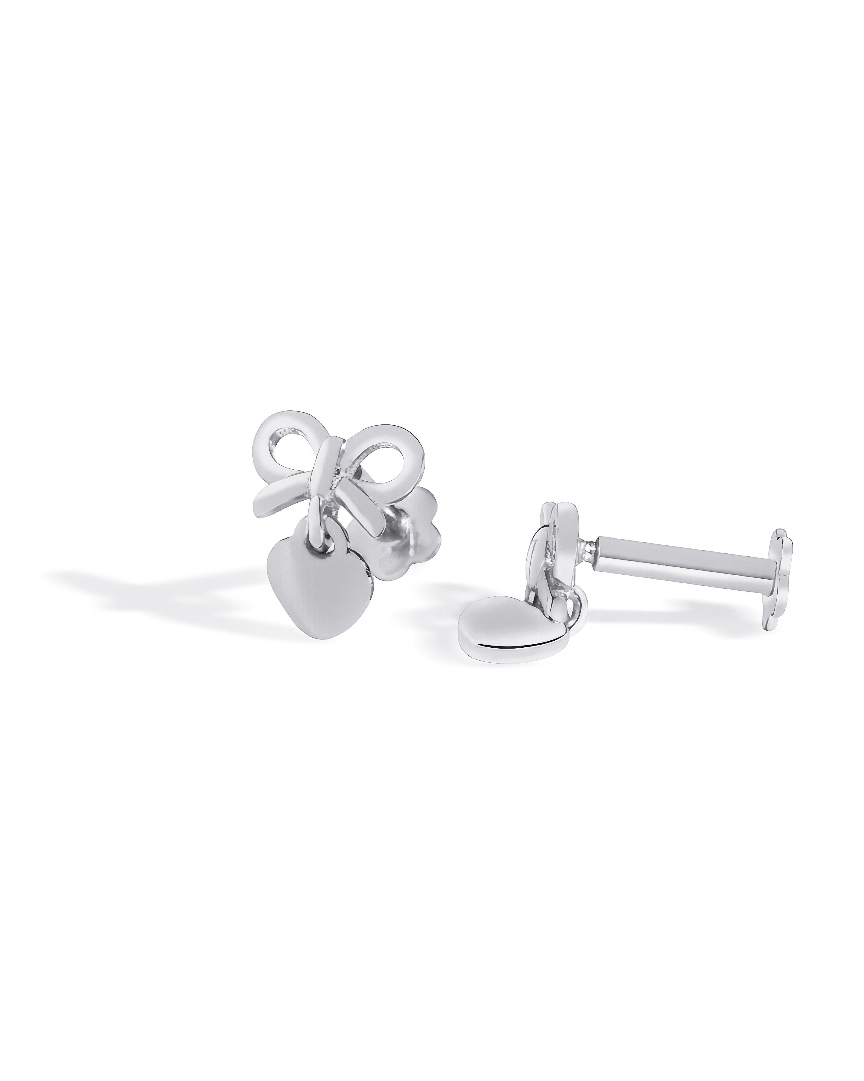 Heartfelt Bow Stud – Rhodium Plated Flat Back