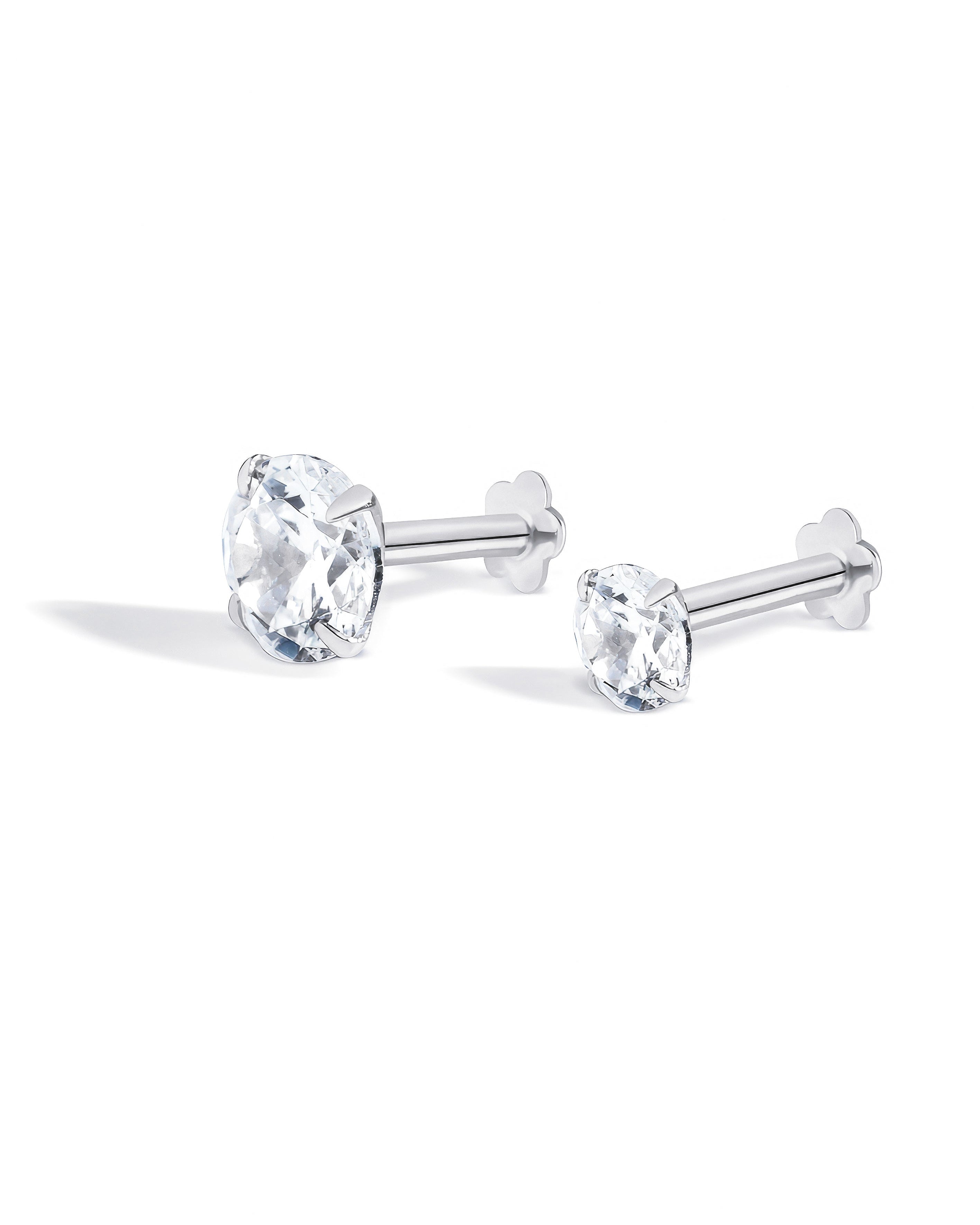Radiant Round Zirconia – Rhodium Plated Flat Back Studs