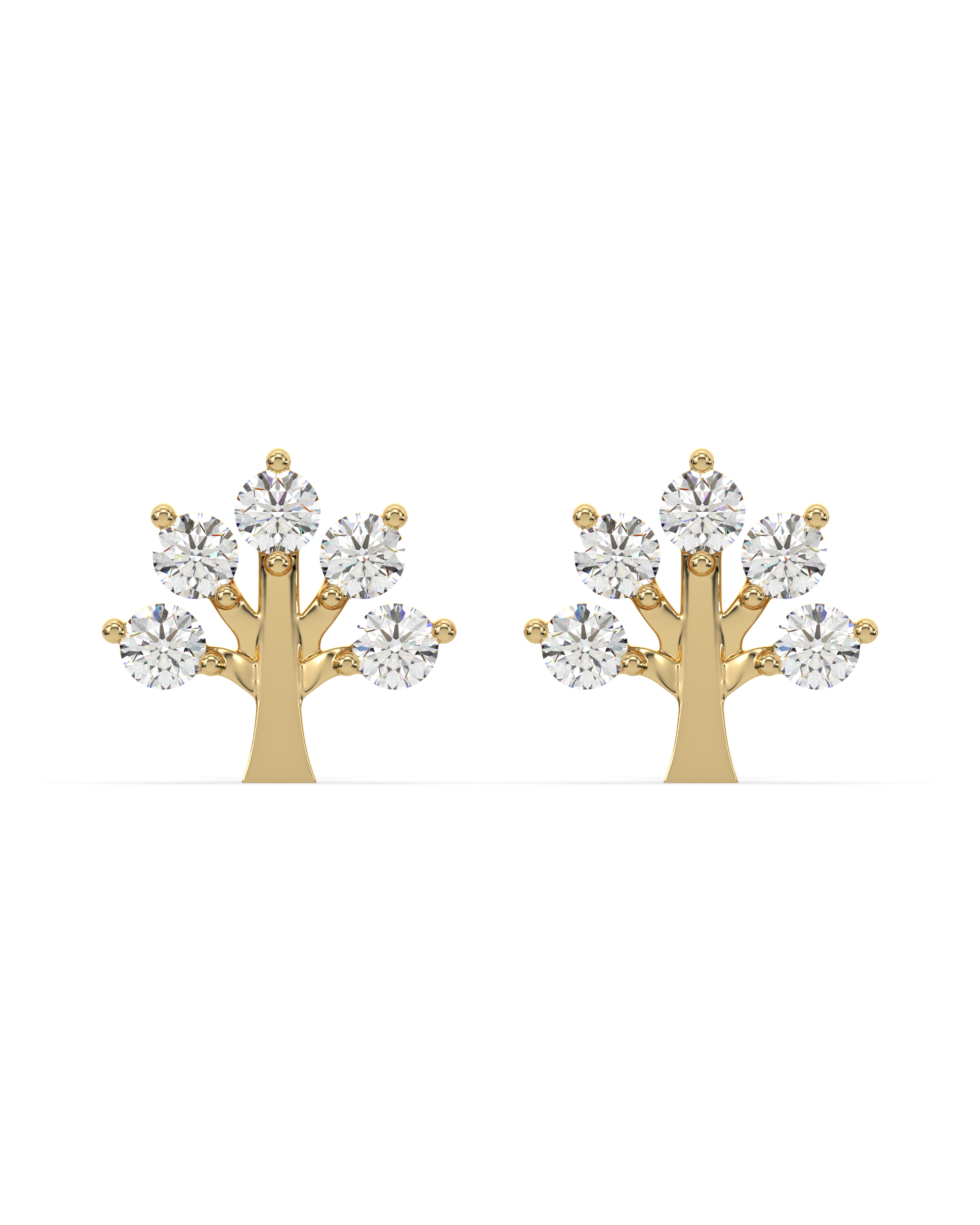 Tree of life - Zircon enhanced stud earring - 18K Gold Plated