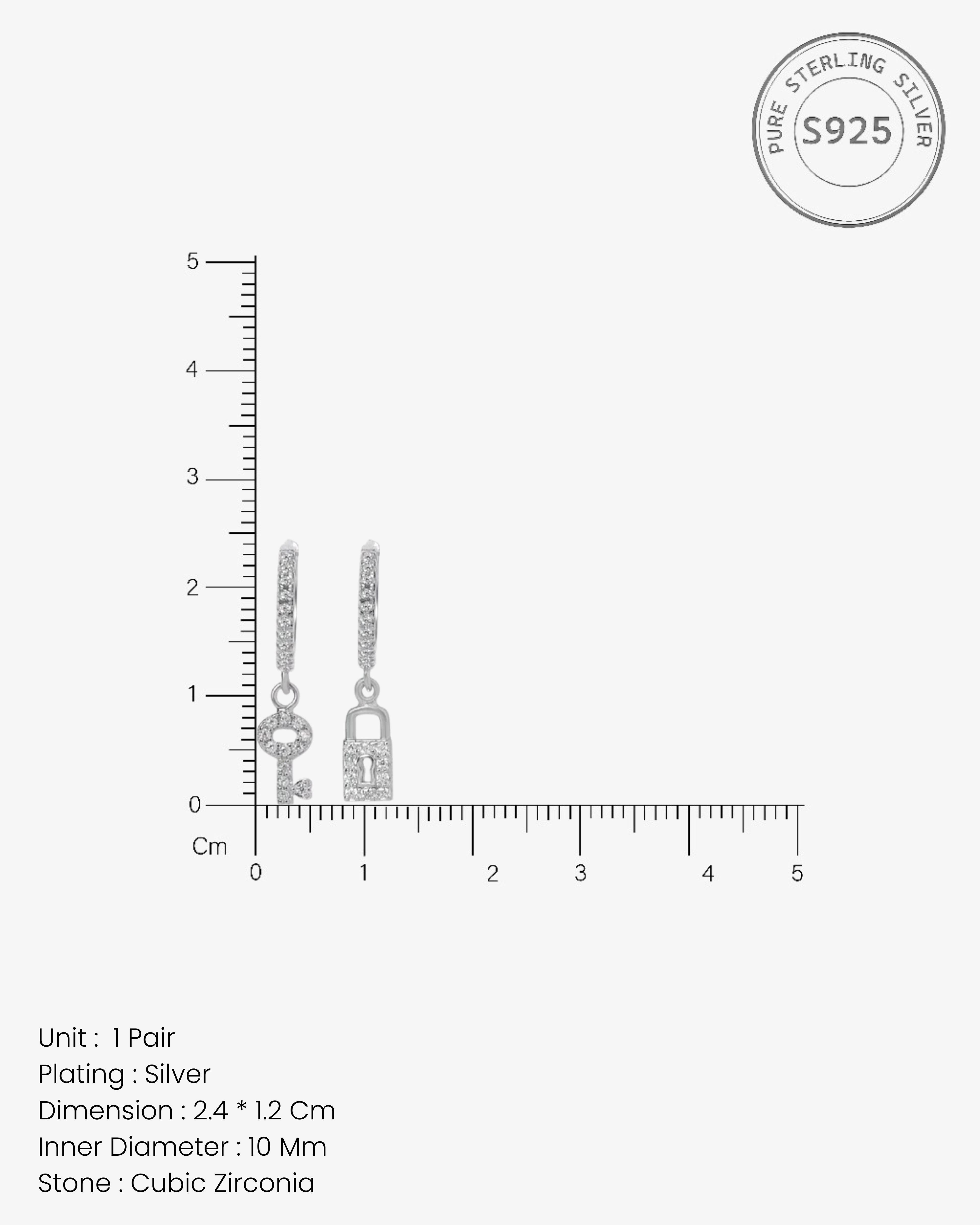 "Key To My Lock "Charm Hoops Earrings