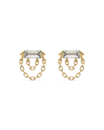 Double Chain Baguette Stud Earrings